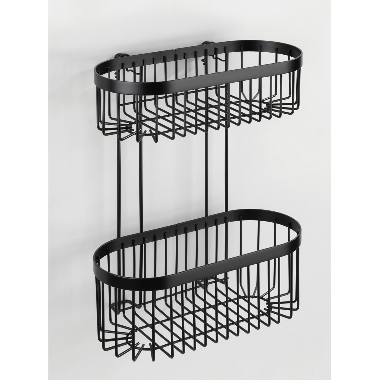 490932-Wandregal-2-Etagen-Classic-Plus-schwarz_AMBI_02 WENKO CLASSIC PLUS WANDREGAL 2 ETAGEN SCHWARZ