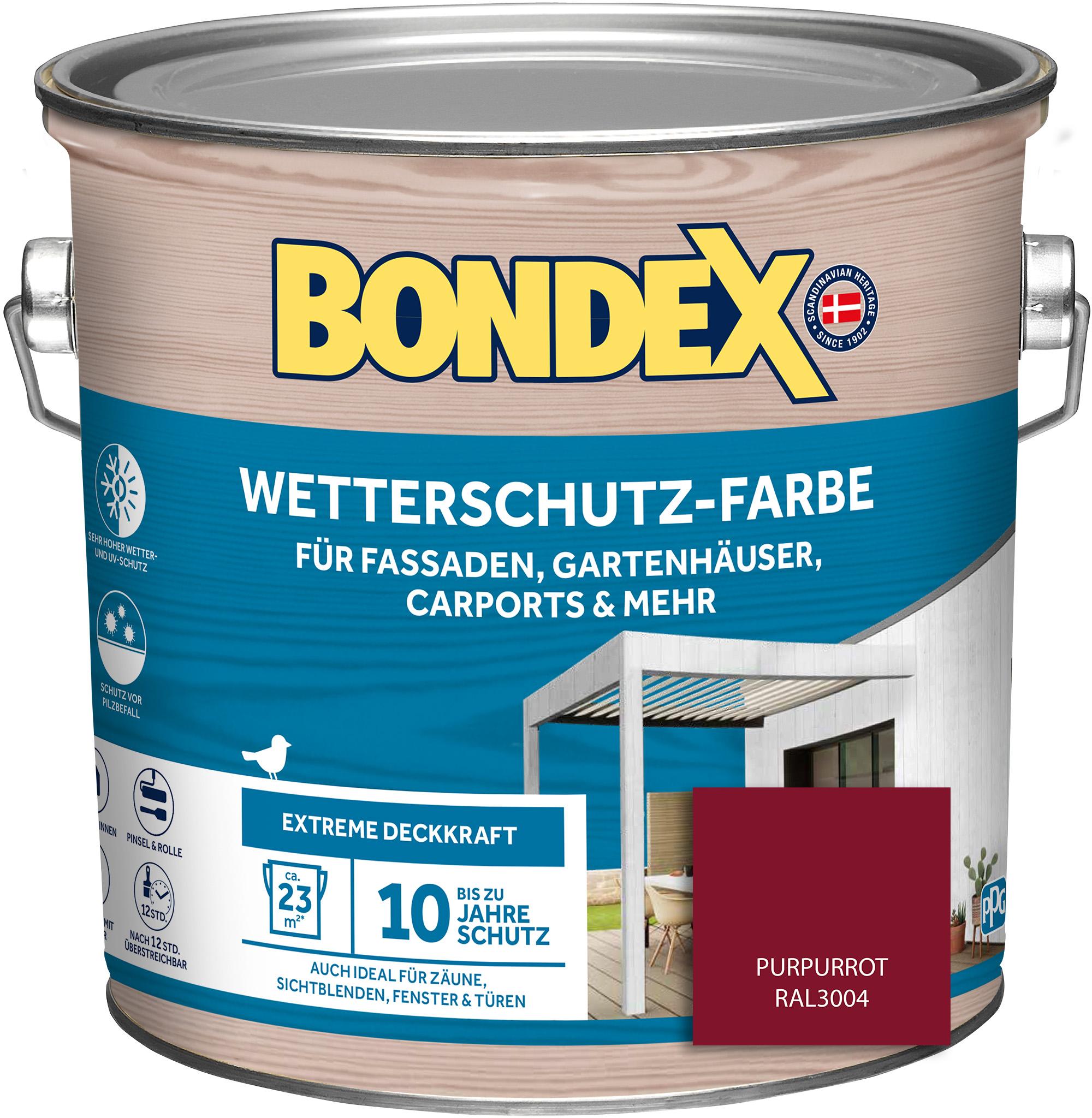 Bondex Wetterschutz-Farbe, purpurrot, 2,5 l Bondex Wetterschutz-Farbe, purpurrot, 2,5 l