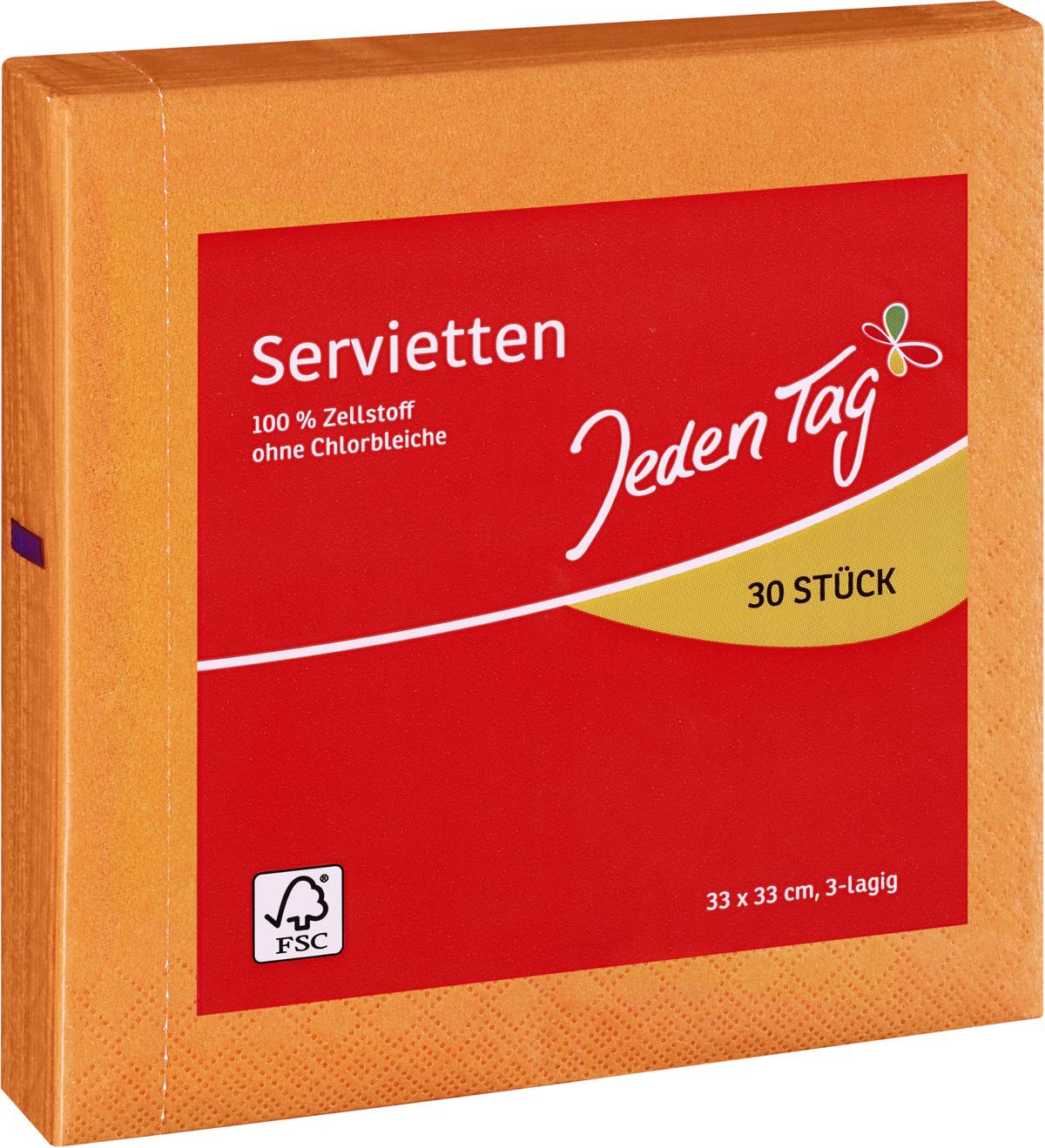 JEDEN TAG  SERVIETTEN ORANGE 33X33 30ST. 3LG