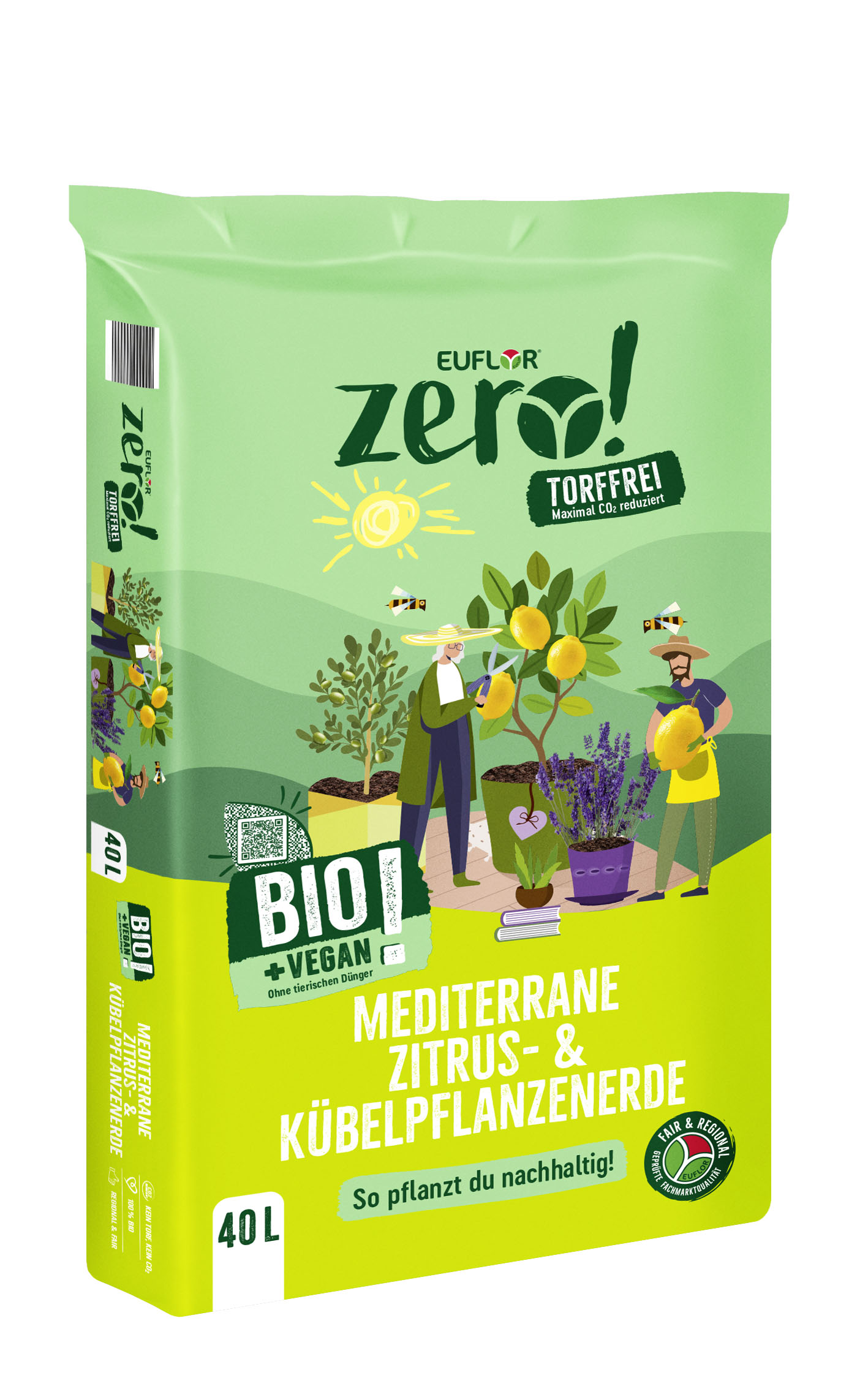 4008089017366_Zero_40L_Mediter-Zitrus-3D-gek Euflor zero! Bio mediterrane Zitrus- & Kübelpflanzenerde, 40 L