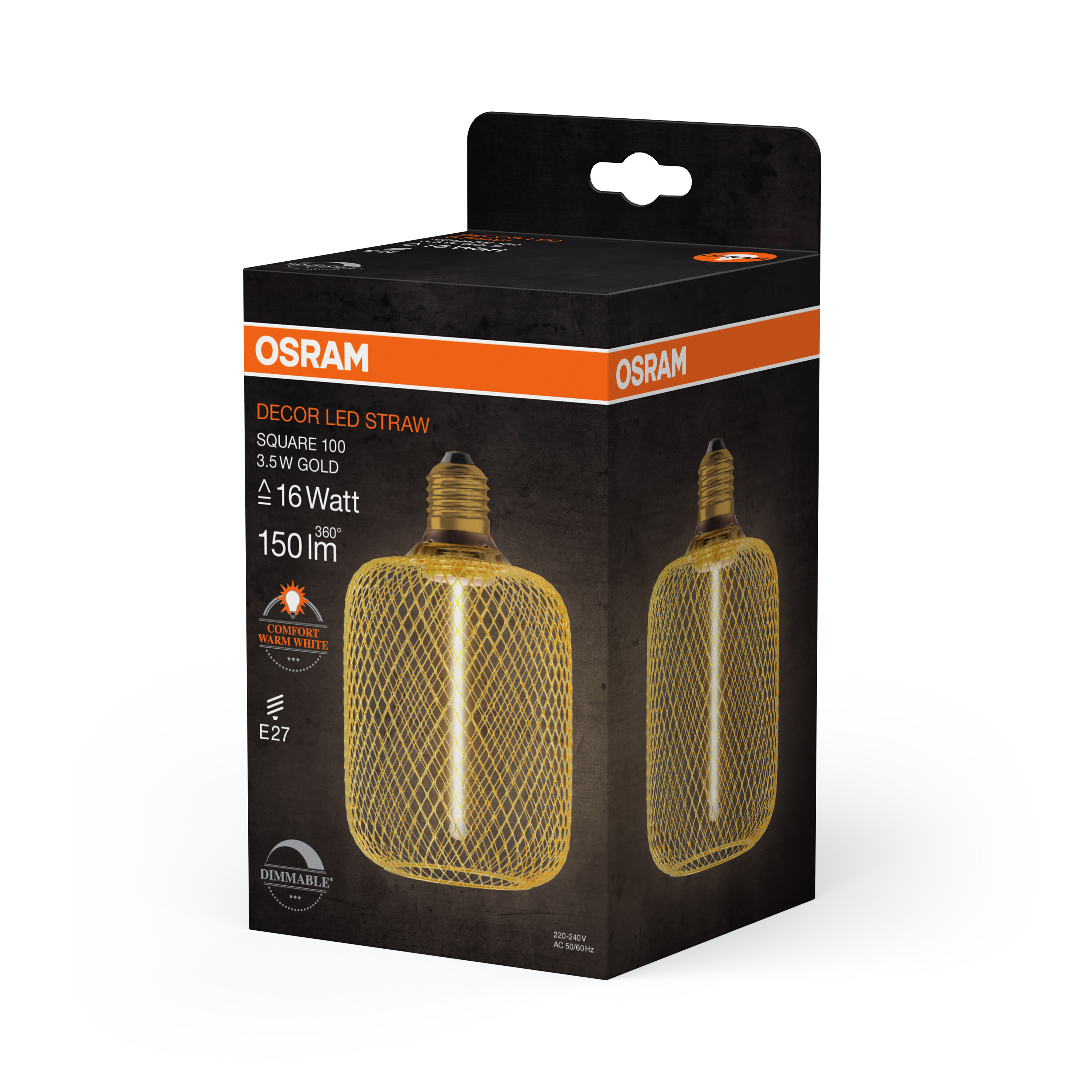 Osram LED Leuchte Quadrat, gold, warmweiß, E27