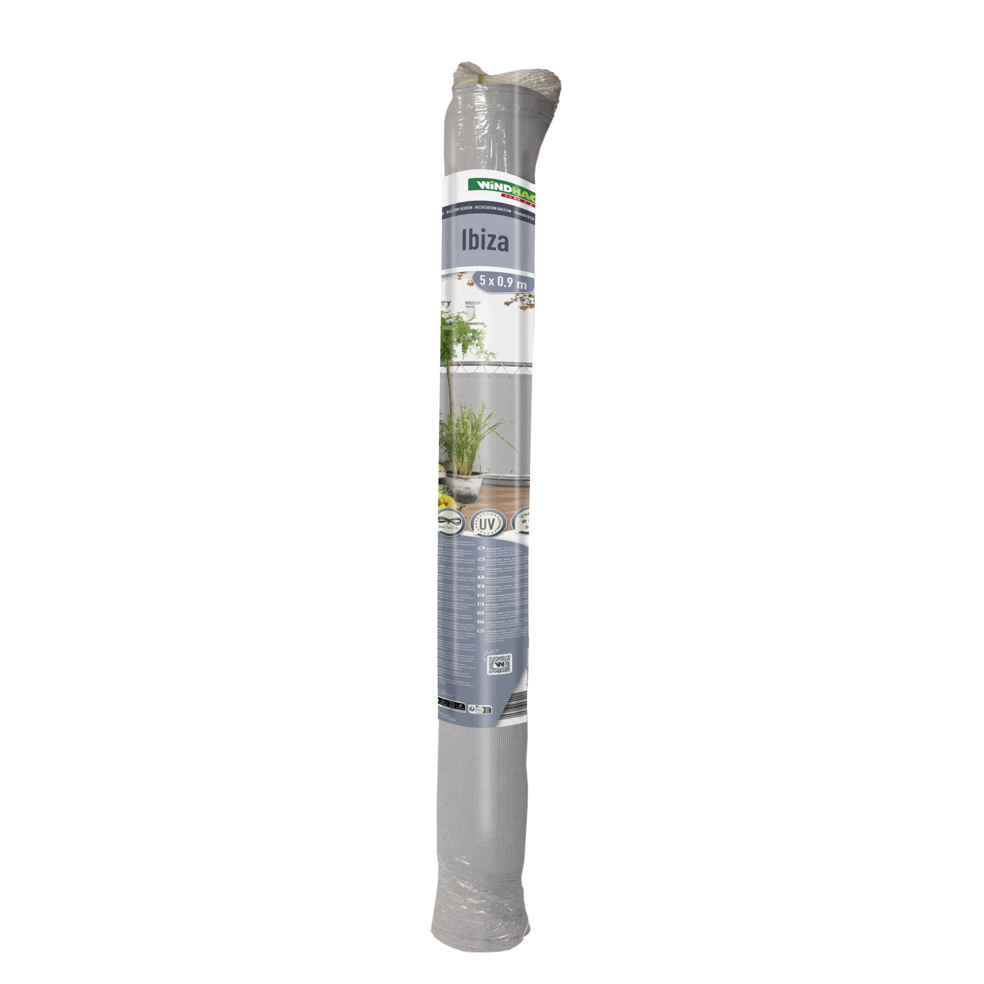 Windhager Balkonblende IBIZA 0,9 x 5 m, grau, Rolle
