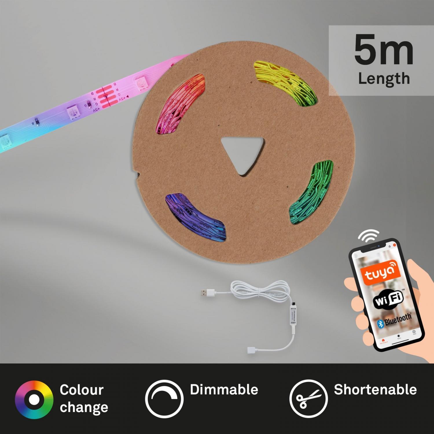 Briloner Smart RGB LED Band 5 Meter mit Musiksensor Briloner Smart RGB LED Band 5 Meter mit Musiksensor