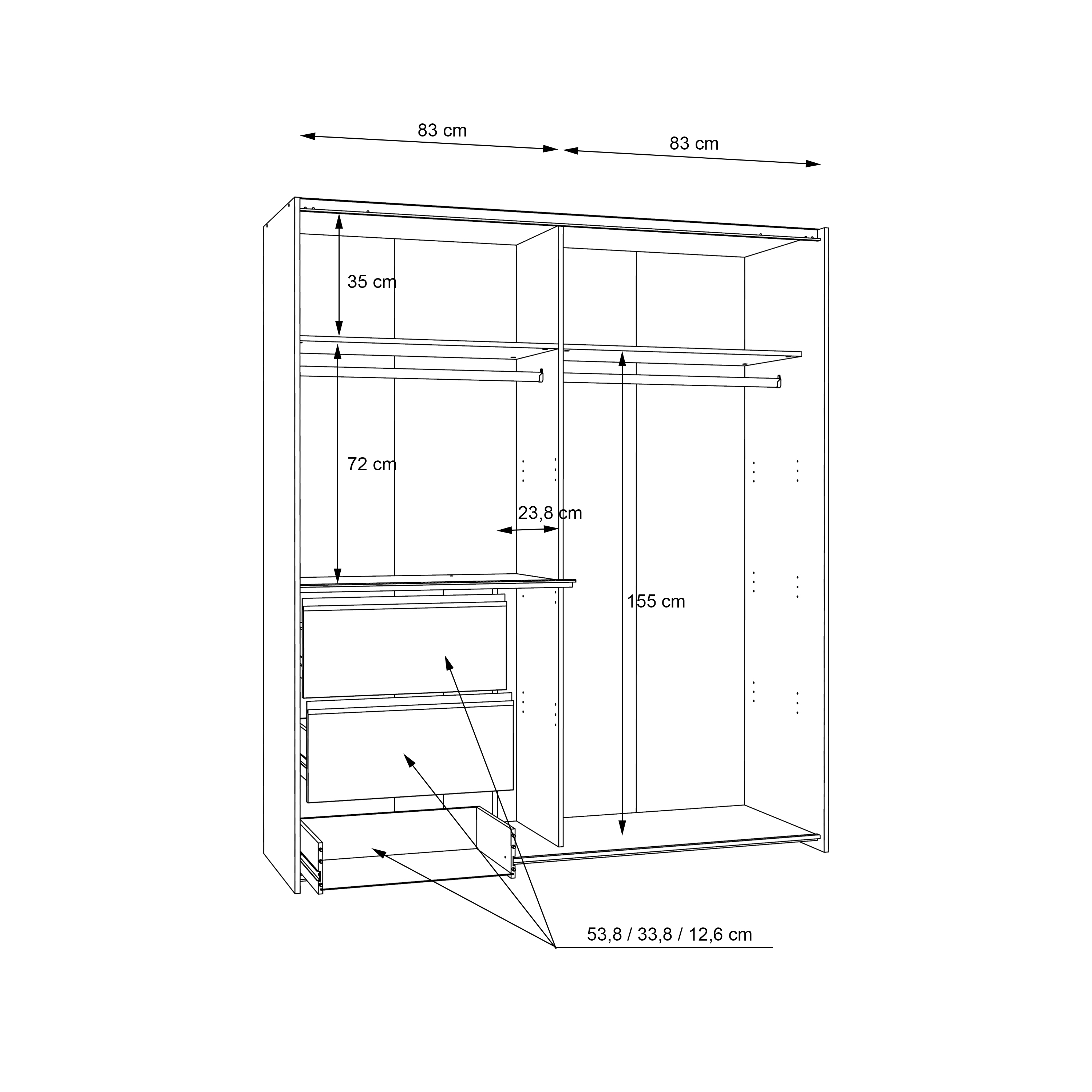 Forte Kleiderschrank WINN 2, weiß