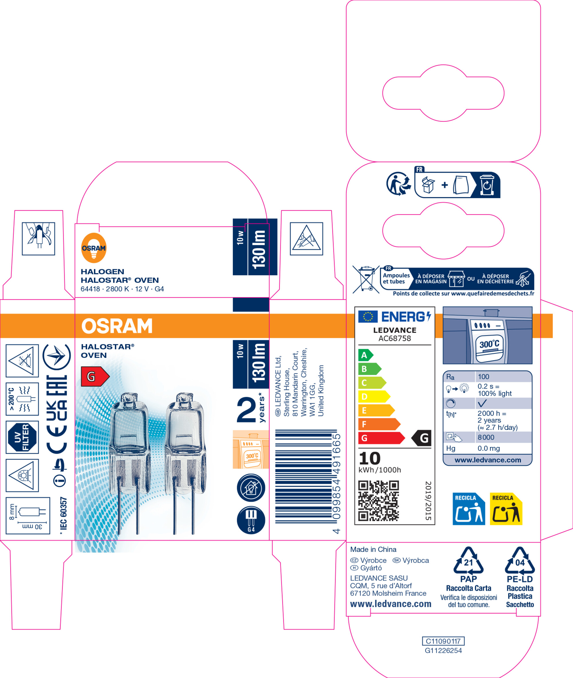 Osram Halostar Backofen G4, 10W, Warmweiß