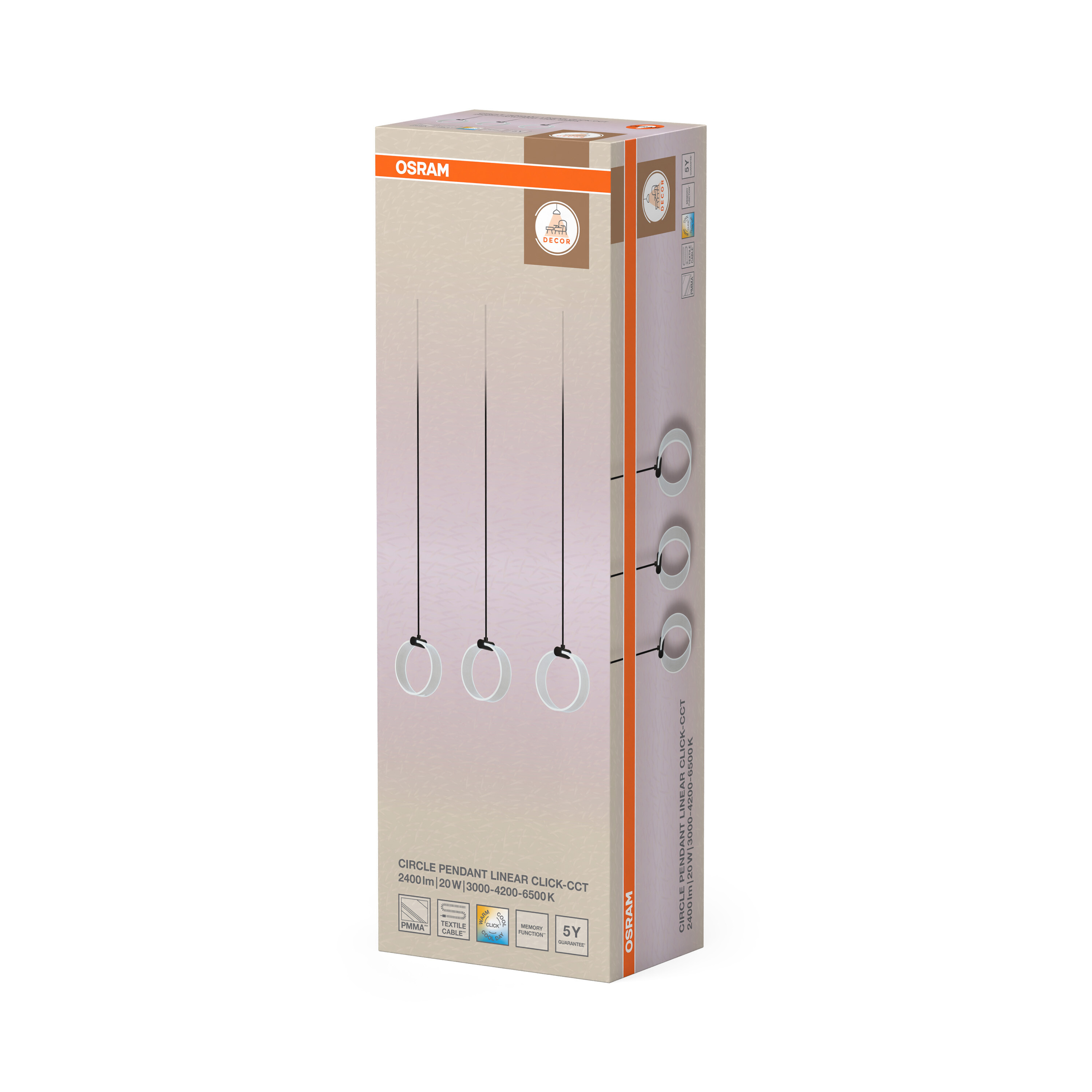 Osram Decor Runde Pendelleuchte, 3 Pendel, 20W, schwarz