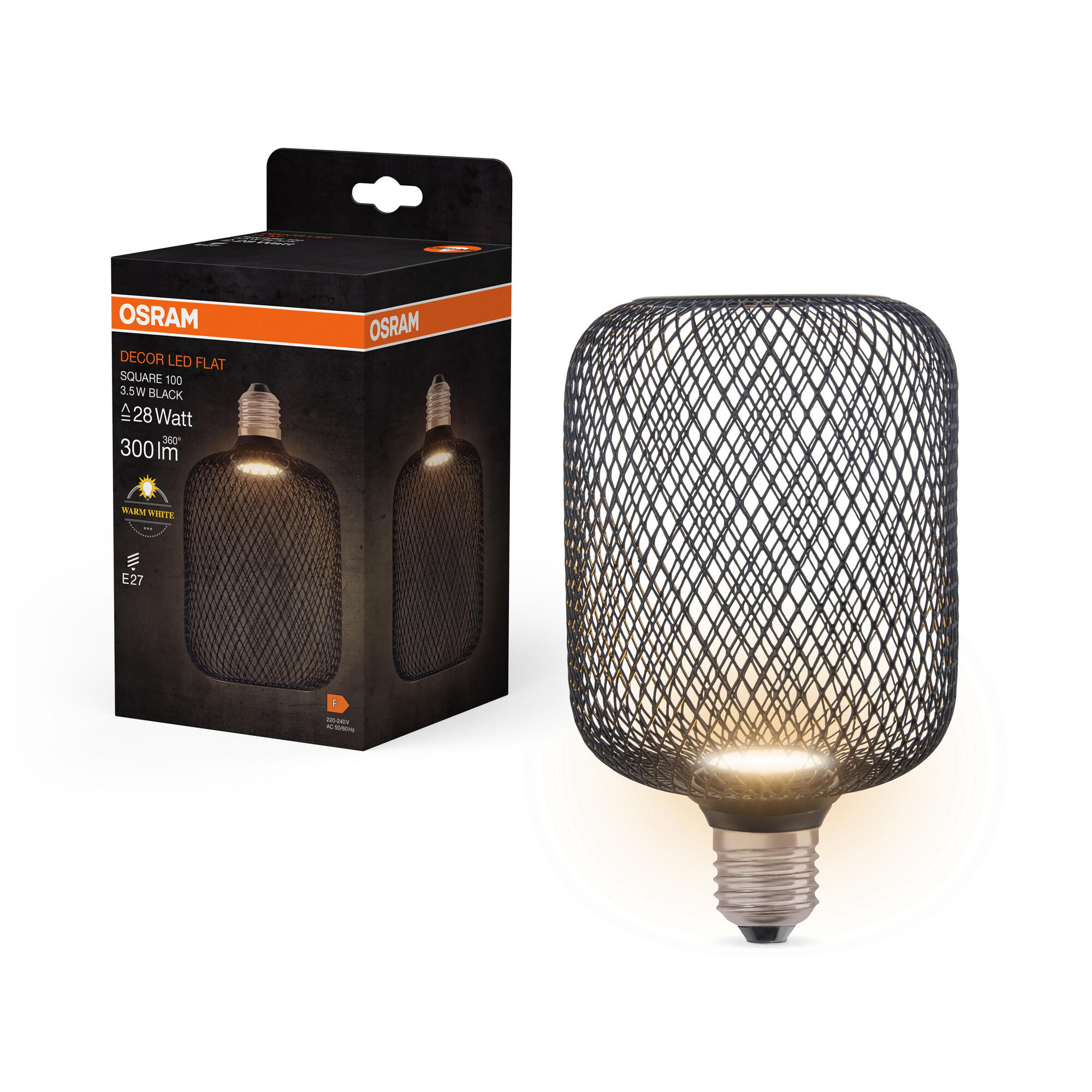 Osram LED Flatlampe, schwarz, warmweiß, E27