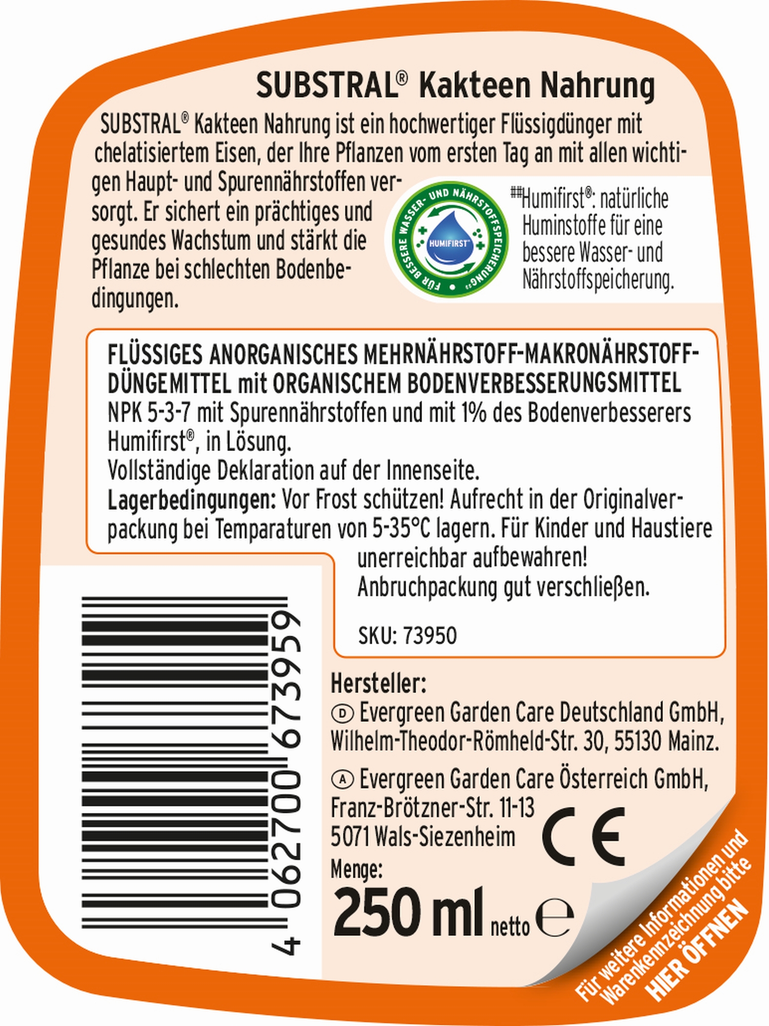 Substral Kakteen-Nahrung, 250 ml