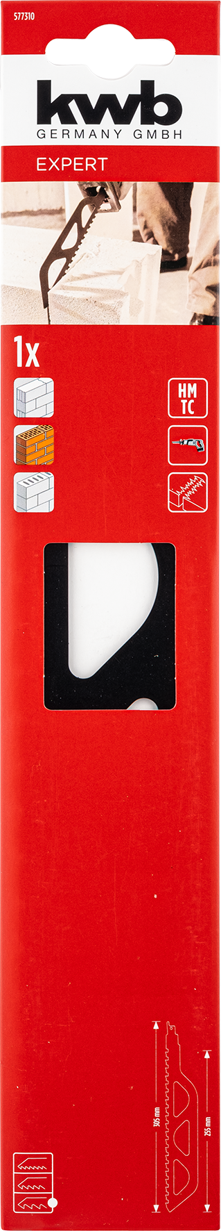 kwb HM-Säbelsägeblatt für Gasbeton, grob, 305 mm kwb HM-Säbelsägeblatt für Gasbeton, grob, 305 mm