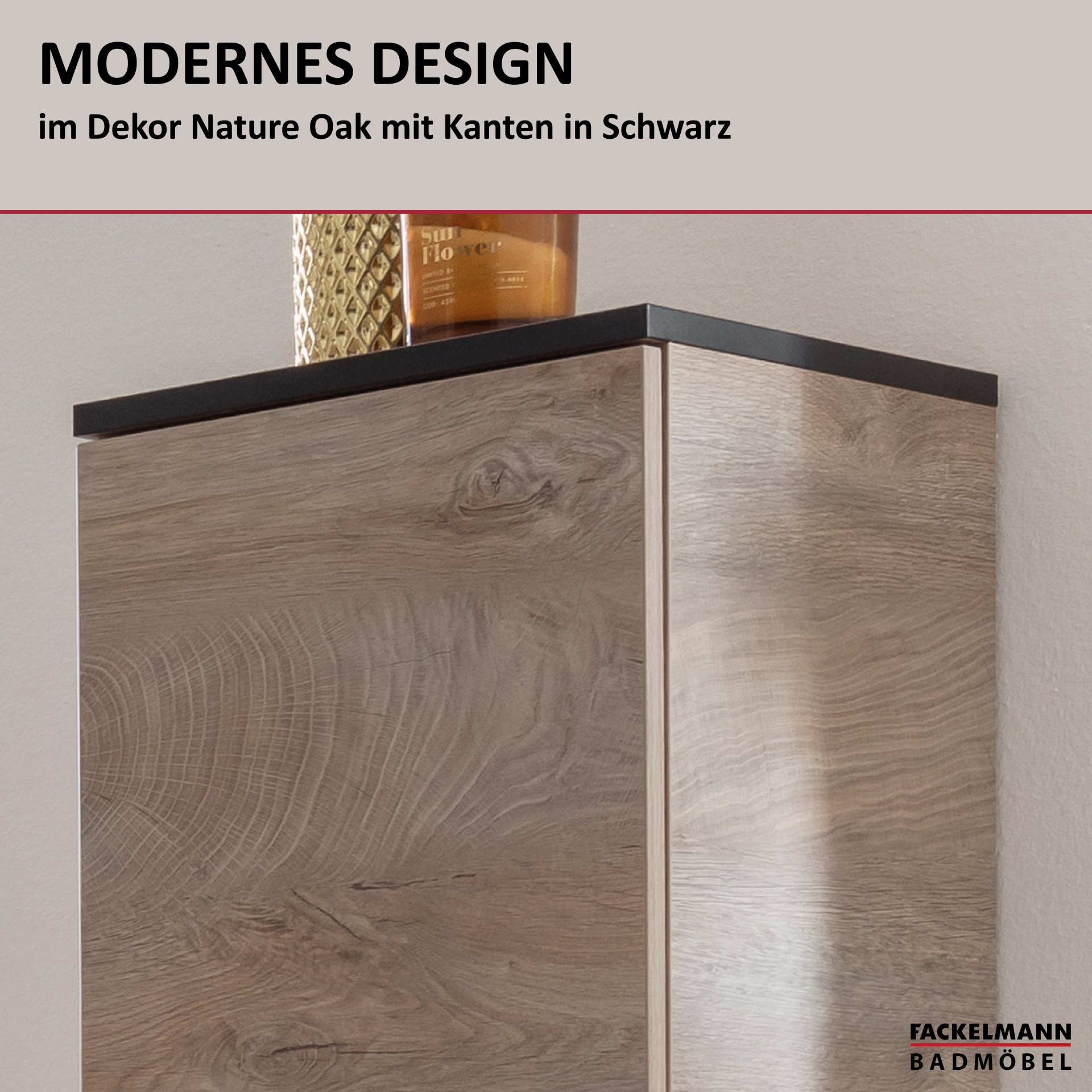 Fackelmann TE-A Hochschrank, 302 x 1752 x 320 mm, Nature-Oak-Optik