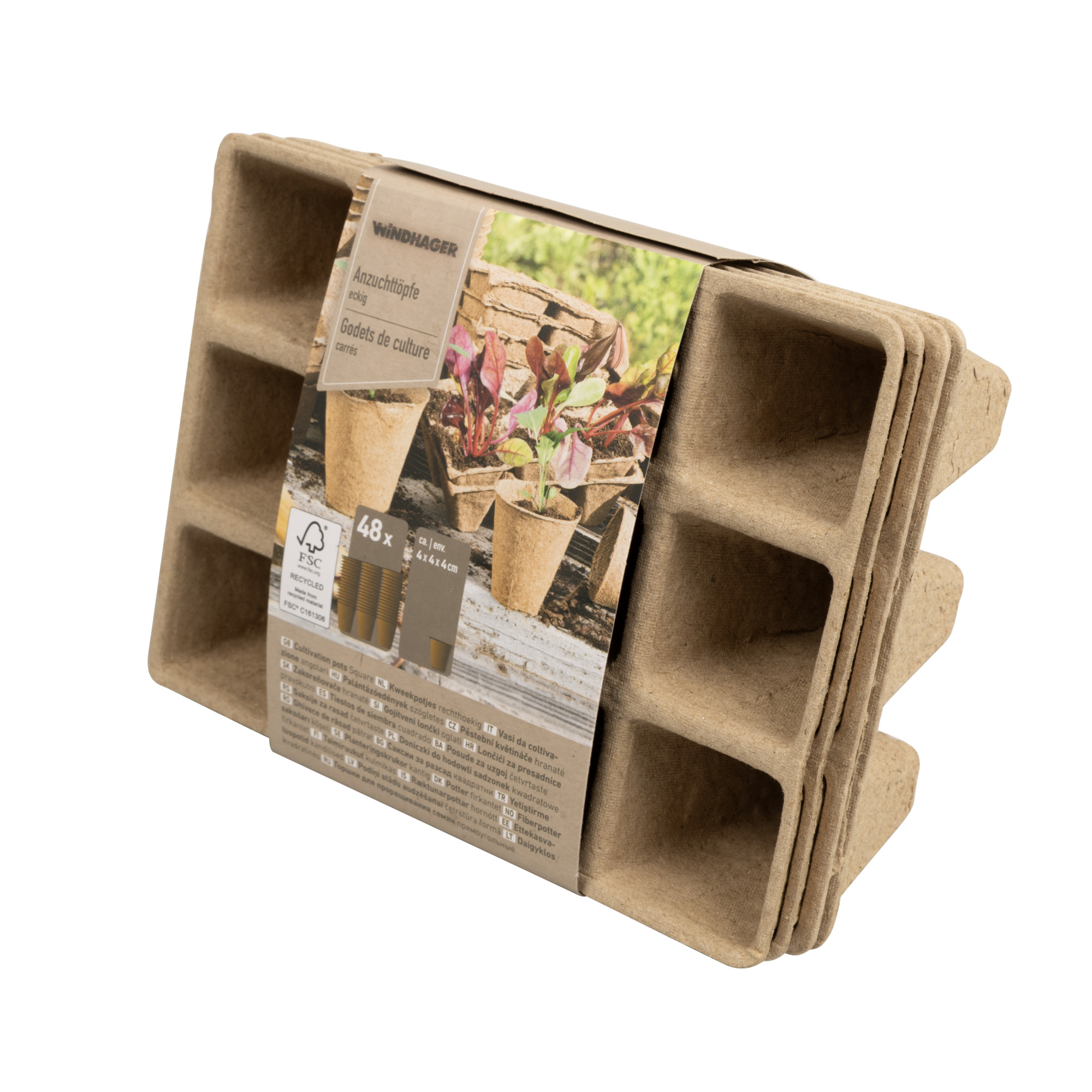 Windhager Anzucht-Töpfe, 4 cm, eckig, 48 Stk/Pkg