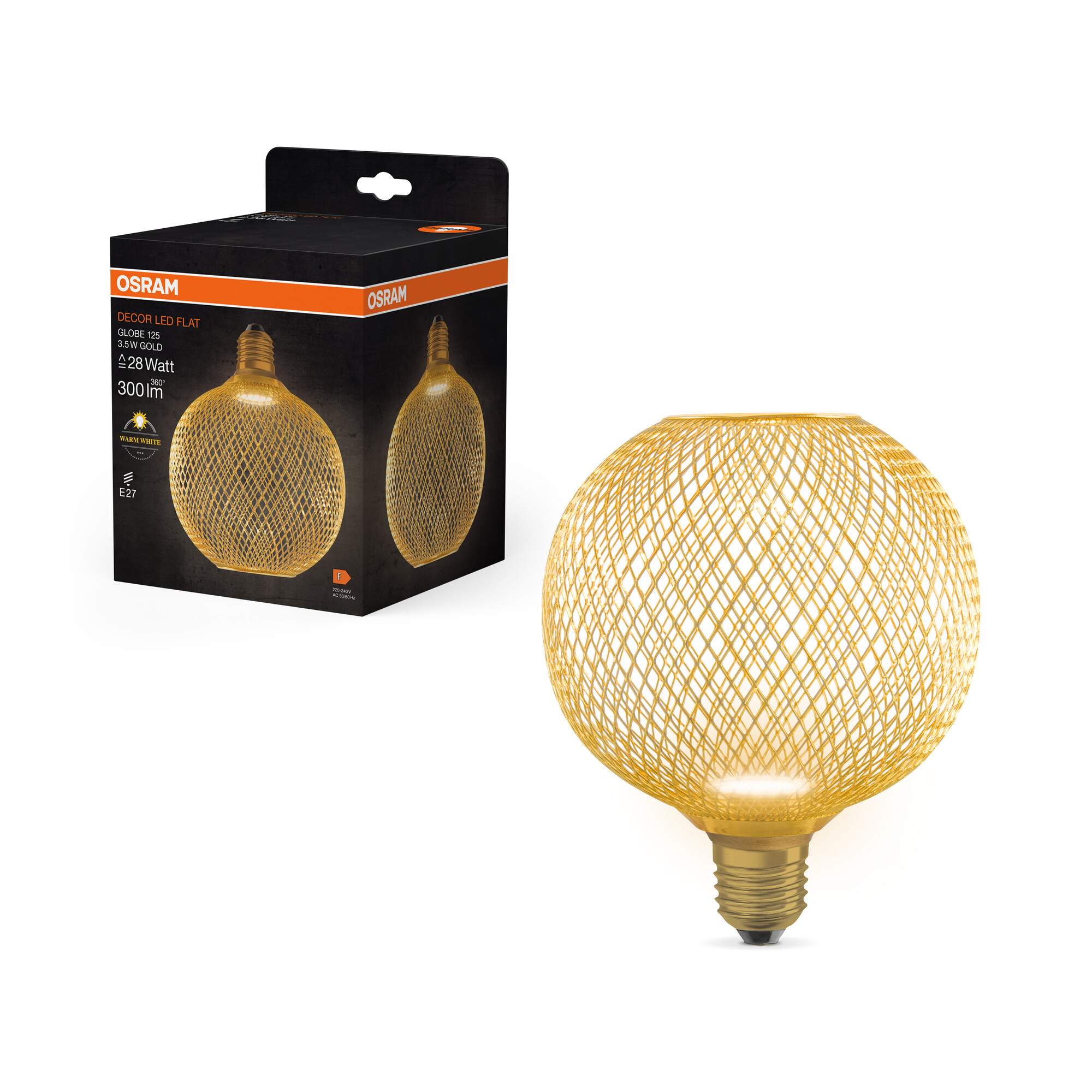 Osram LED Flatlampe 125 mm, gold, warmweiß, E27