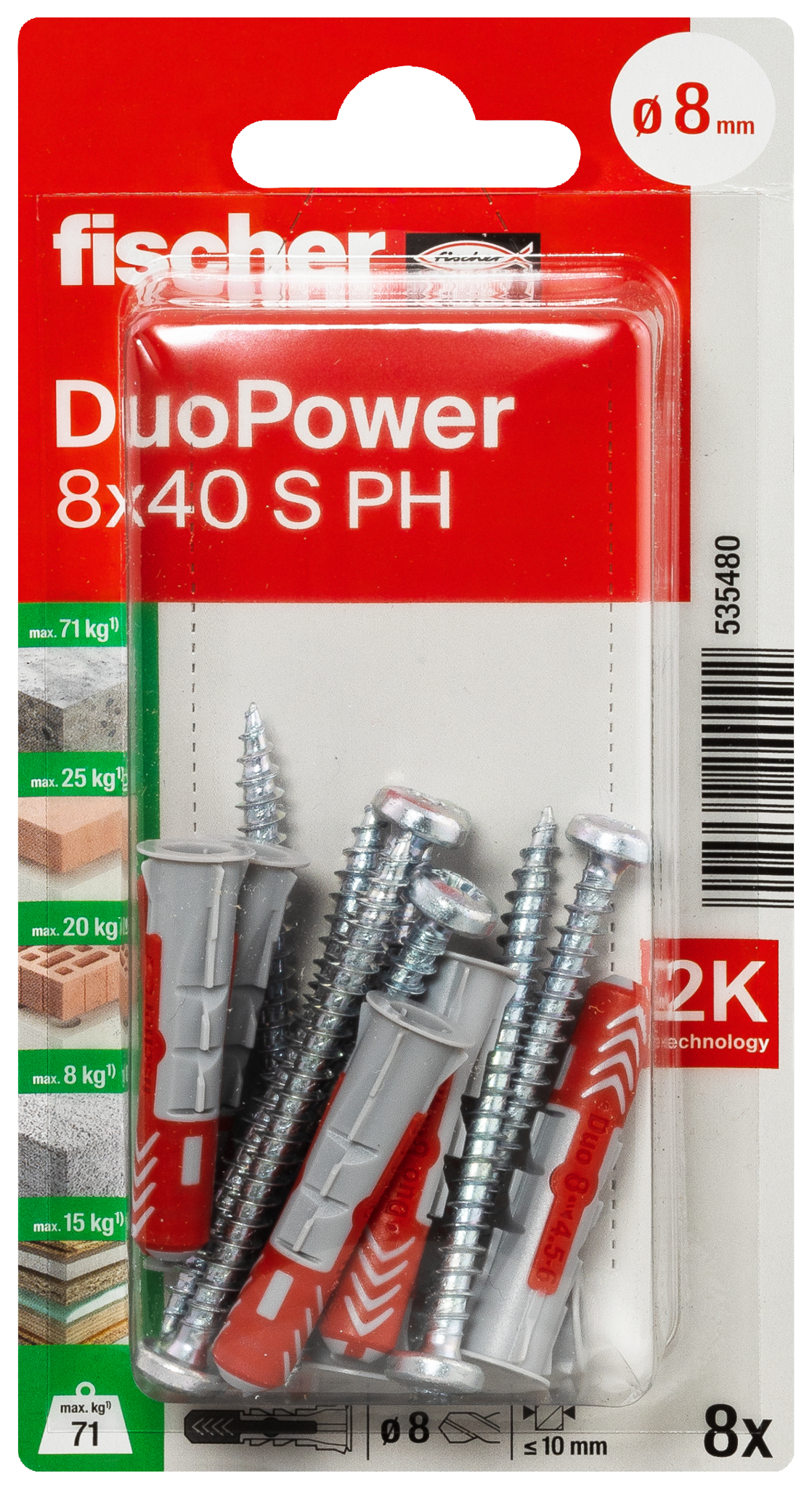 fischer DuoPower Universaldübel 8 x 40 S PH K (8) fischer DuoPower Universaldübel 8 x 40 S PH K (8)