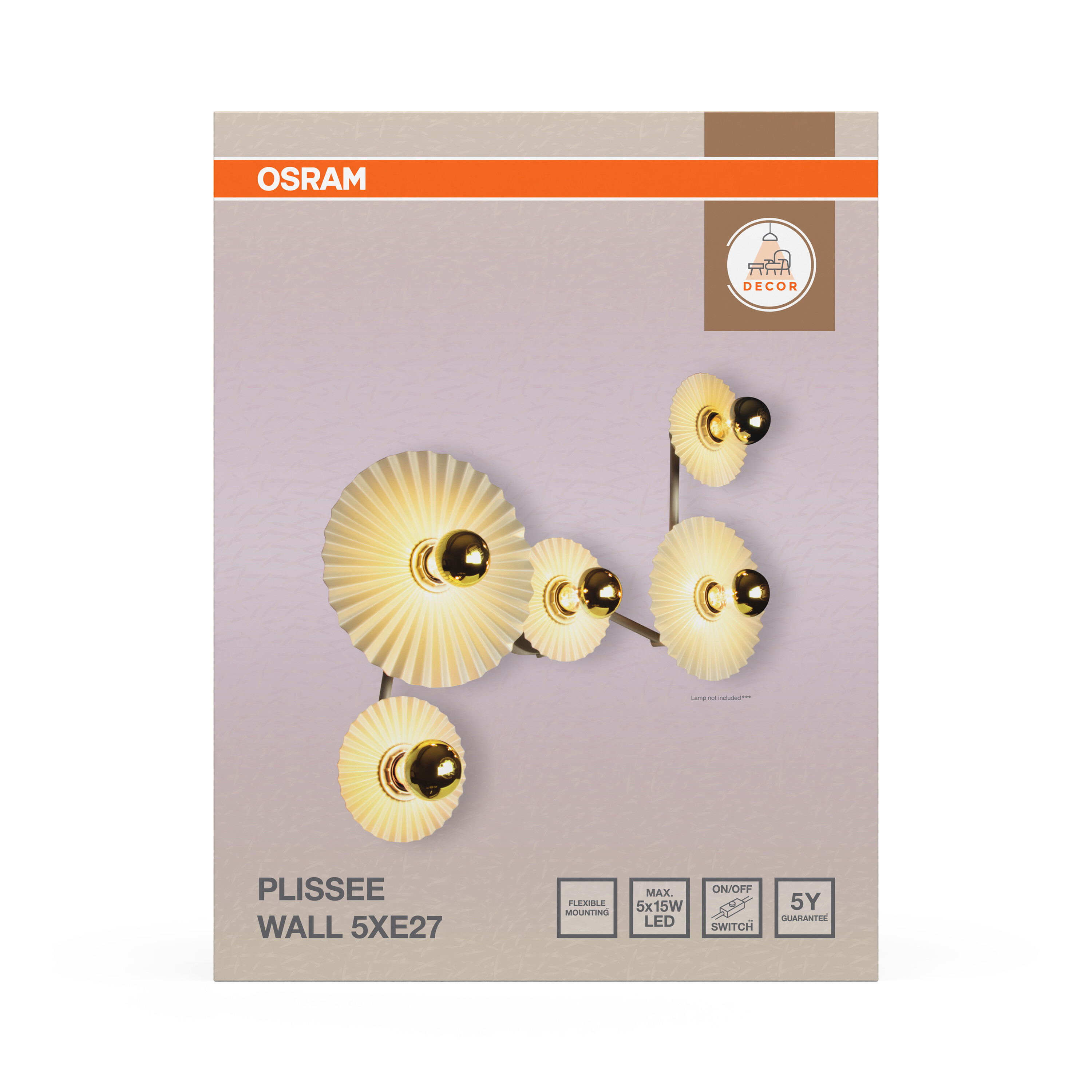 Osram DECOR Plissee Wall, 5XE27, beige