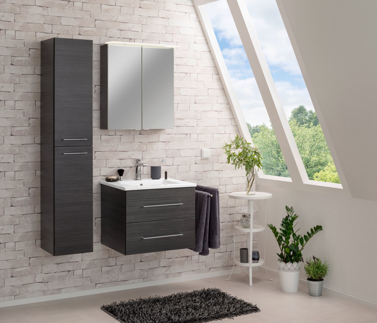 Fackelmann B.perfekt Set Keramikbecken + Waschtischunterschrank, 622 x 505 x 480 mm