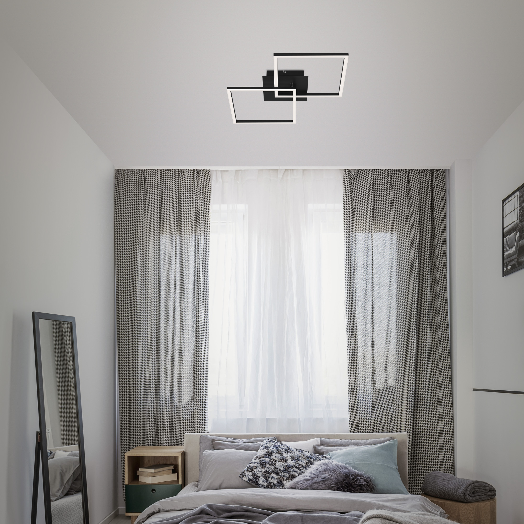 Briloner LED Deckenleuchte, 62 cm, schwarz