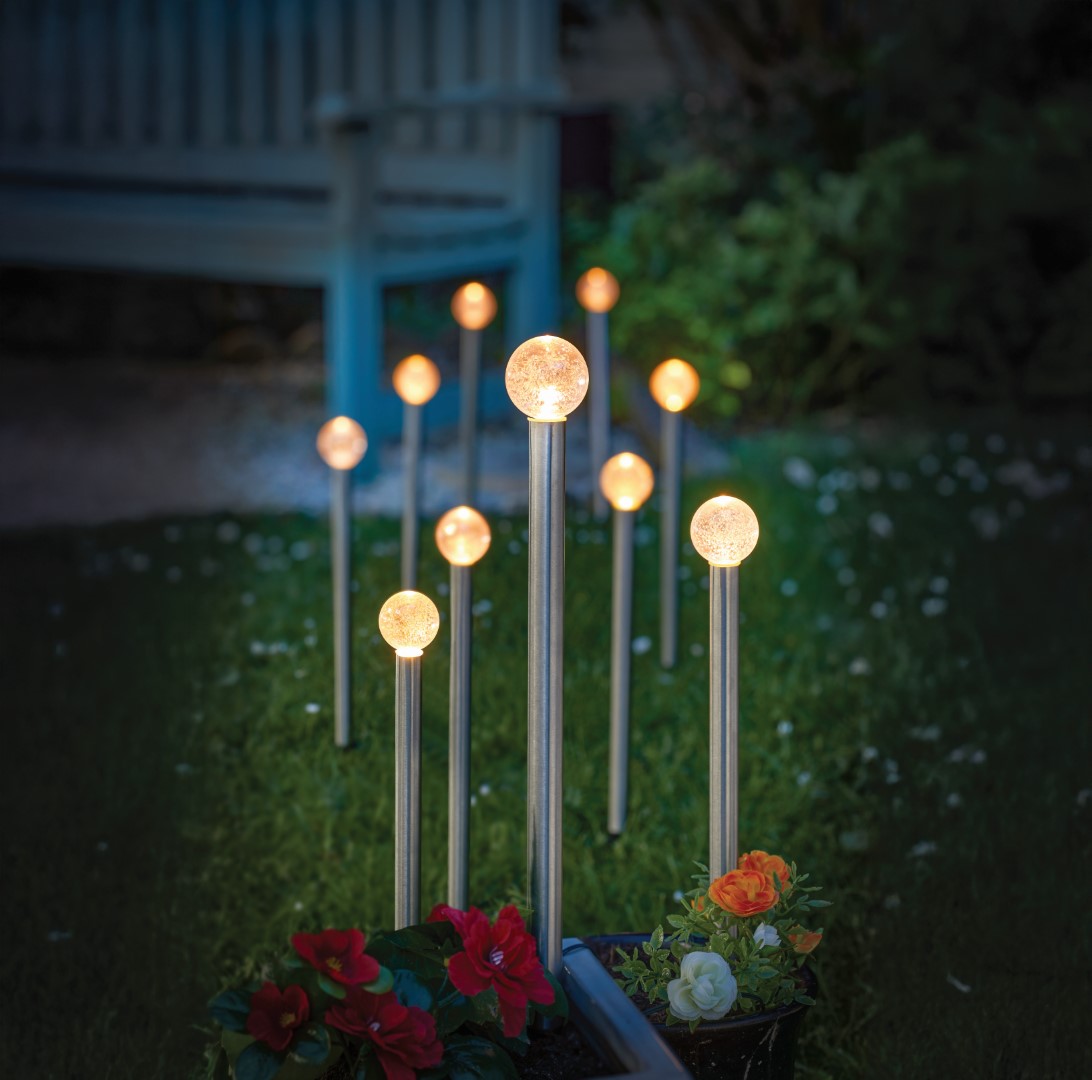 Smart Garden 10x GlowBall Stake Light Solarleuchten, warmweiß