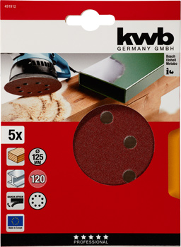 491912-300 Kwb Klett-Haftscheiben, 125 mm, K120