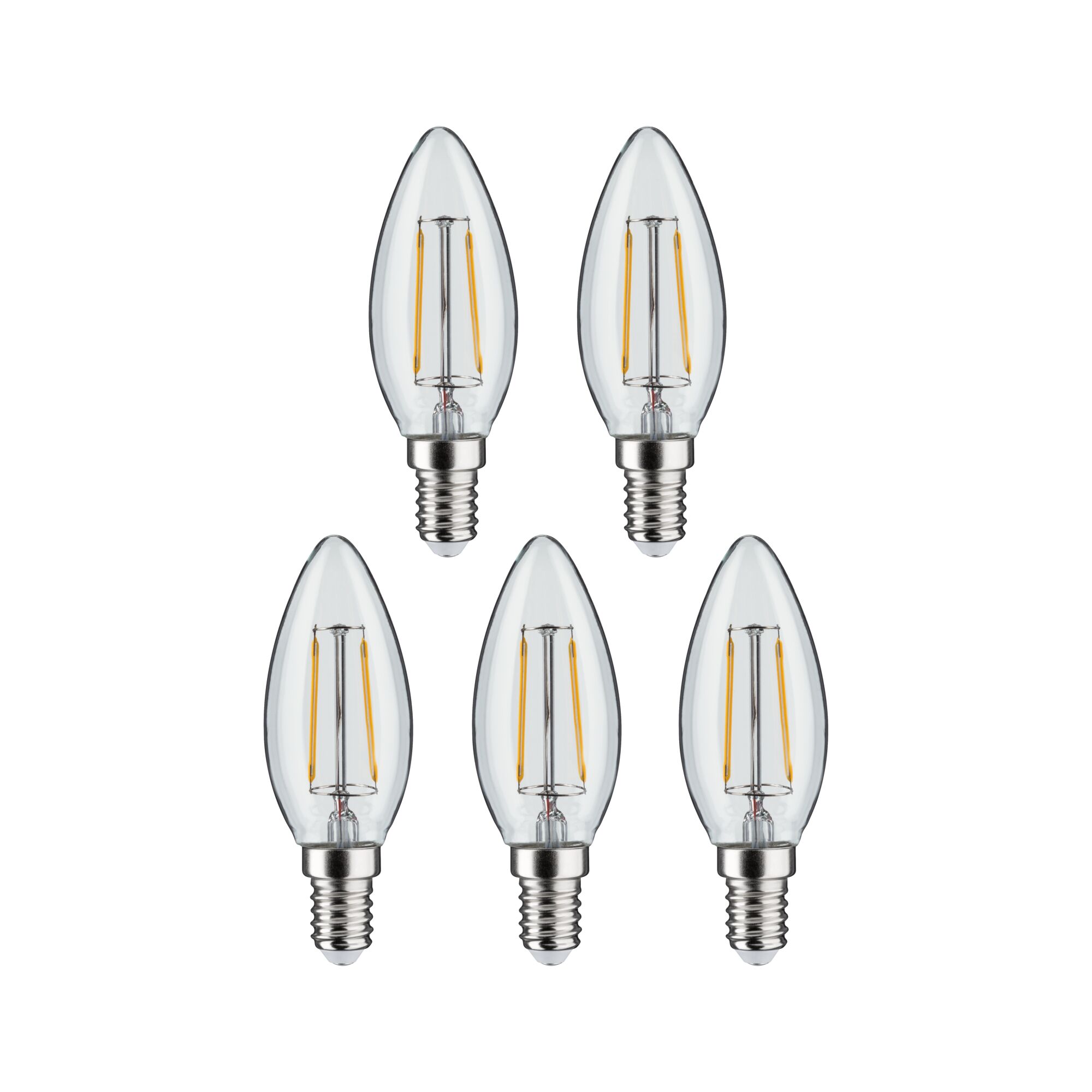 Paulmann LED 5er Pack Kerze, 470lm, 2700K, klar, E14, 230V Paulmann LED 5er Pack Kerze, 470lm, 2700K, klar, E14, 230V