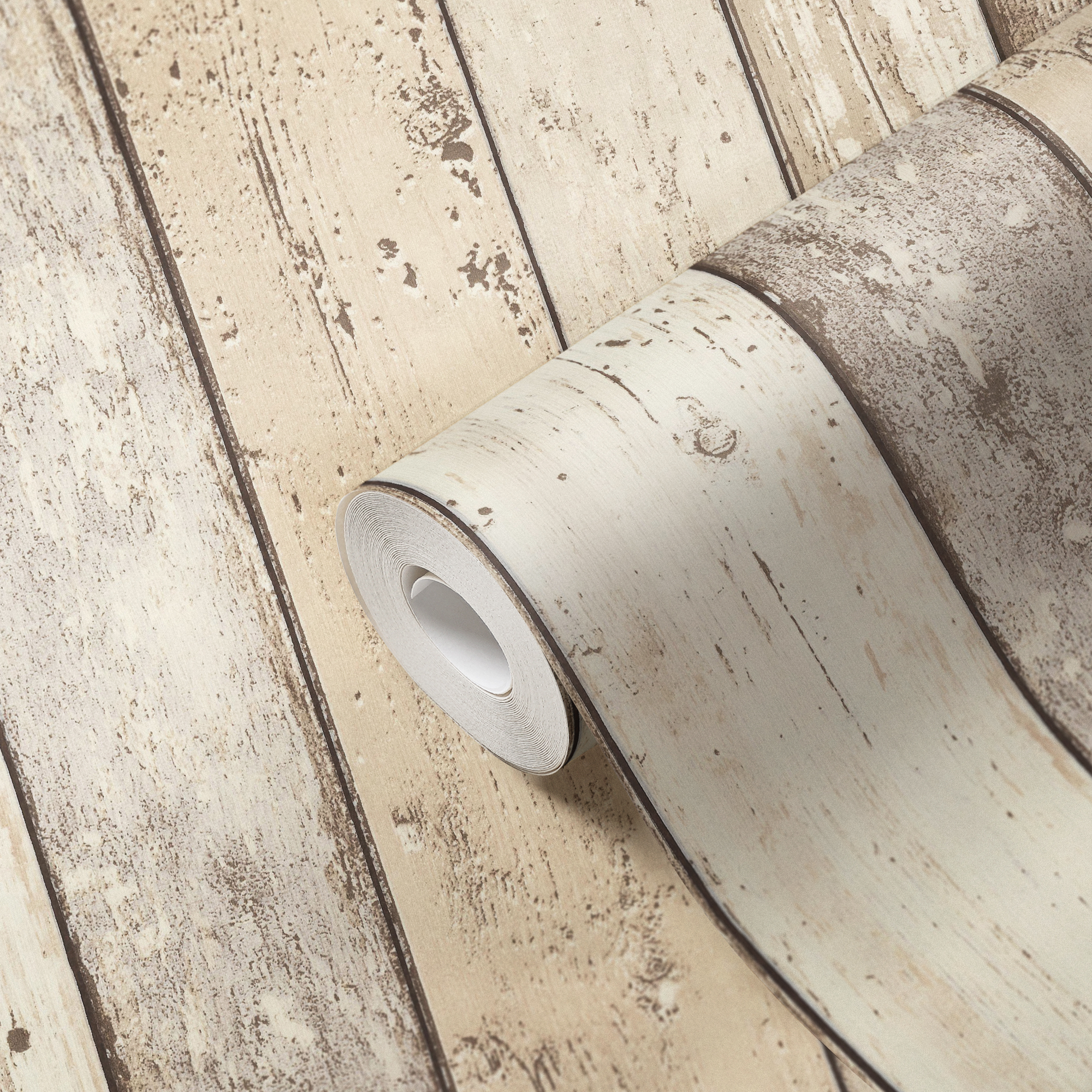 A.S. Création Vliestapete, holzoptik beige creme – paneeltapete im vintage shabby chic stil