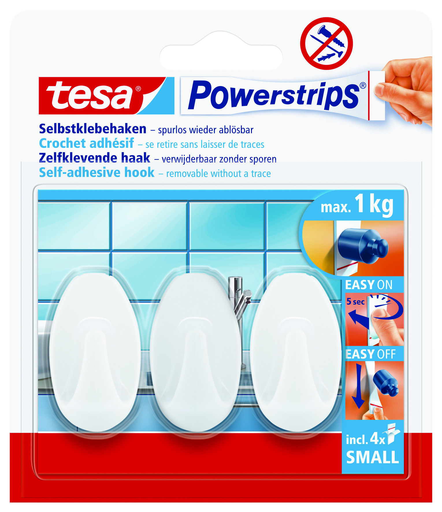 622428-Tesa-Power-Haken-S-oval tesa Powerstrips Selbstklebehaken Small Oval, weiß