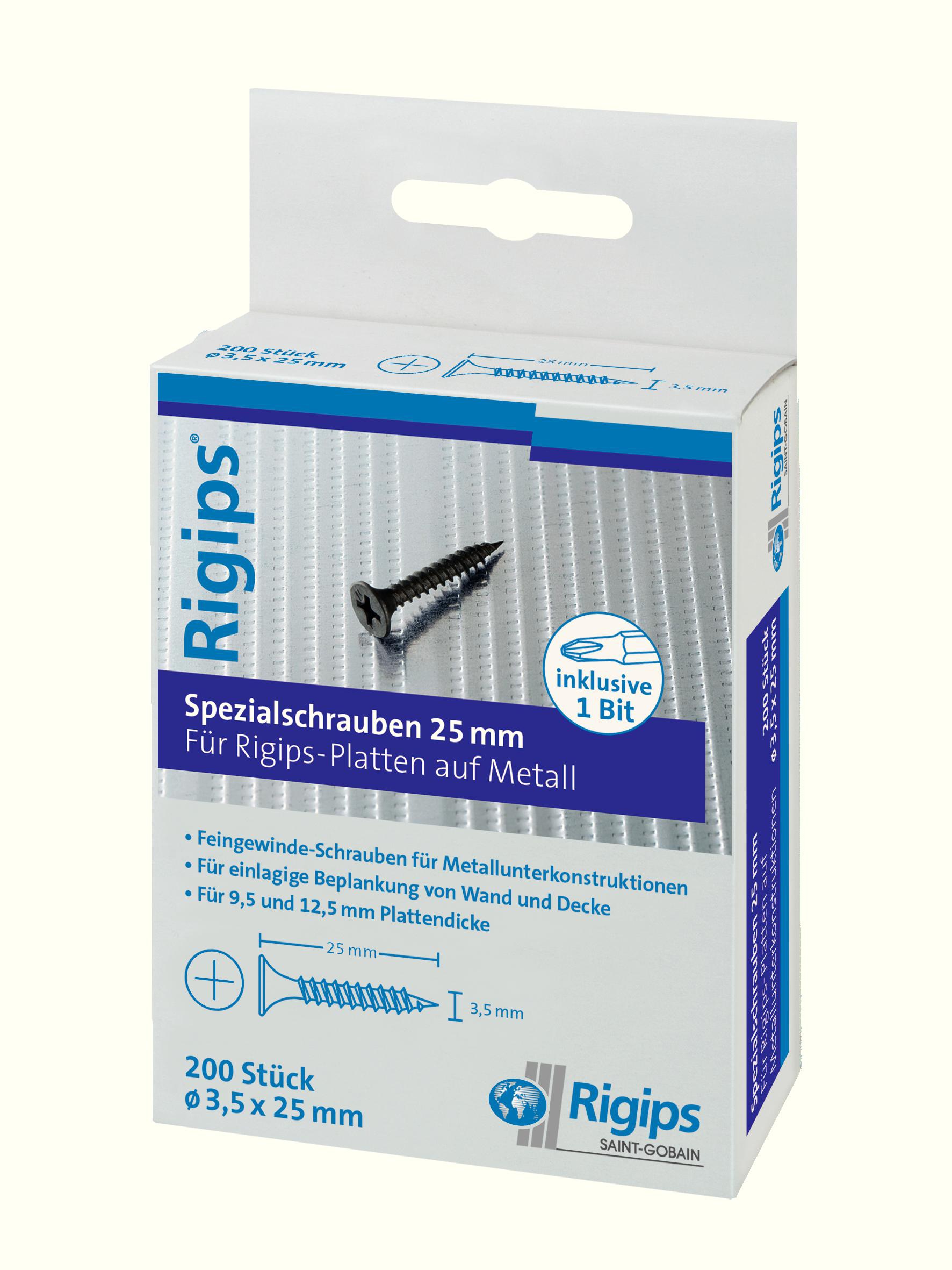 246671-Rigips-Feingewindeschrauben-f-r-Metall-25-mm-200-St Rigips Spezialschrauben, 3,5 x 25 mm