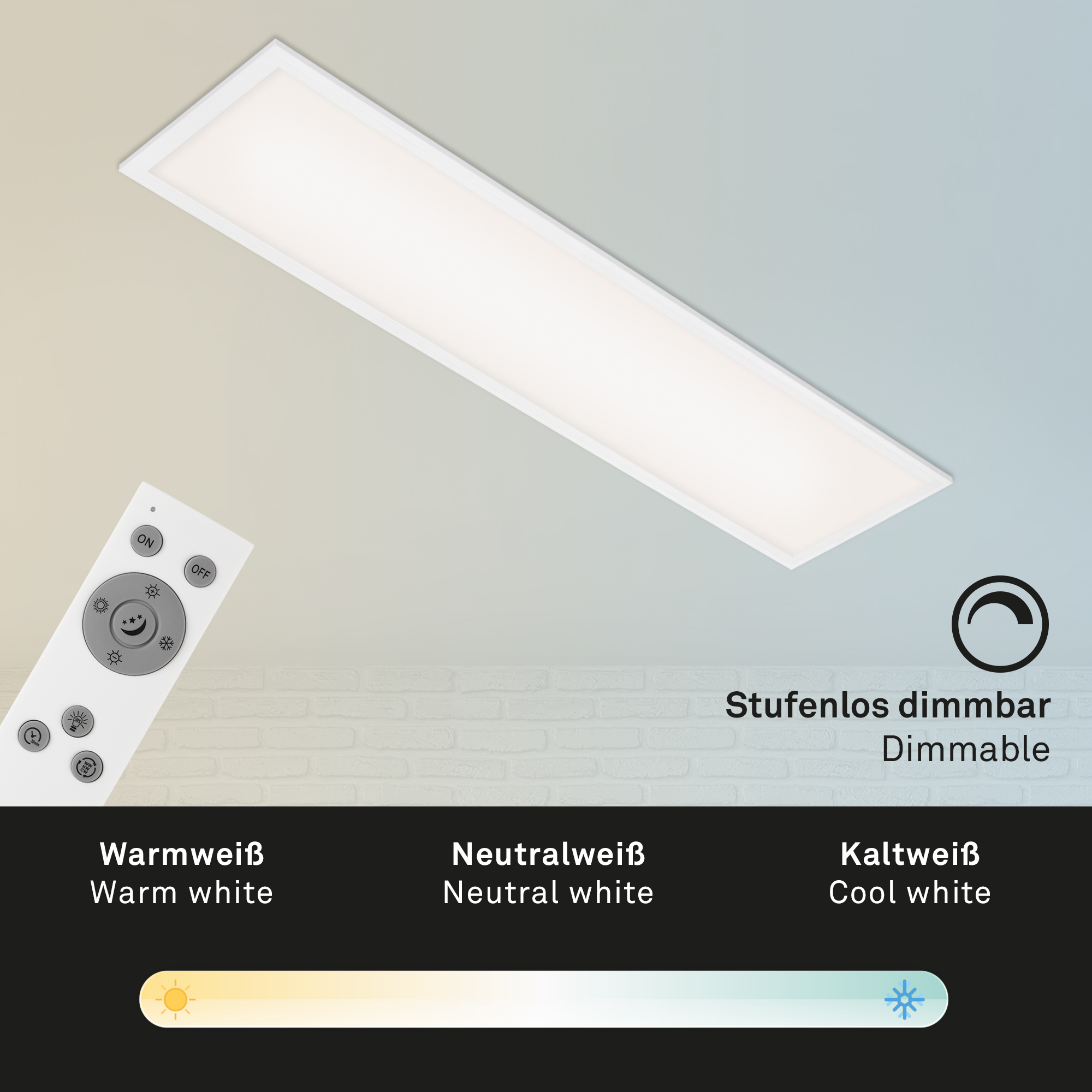 Briloner LED Panel, weiß, dimmbar