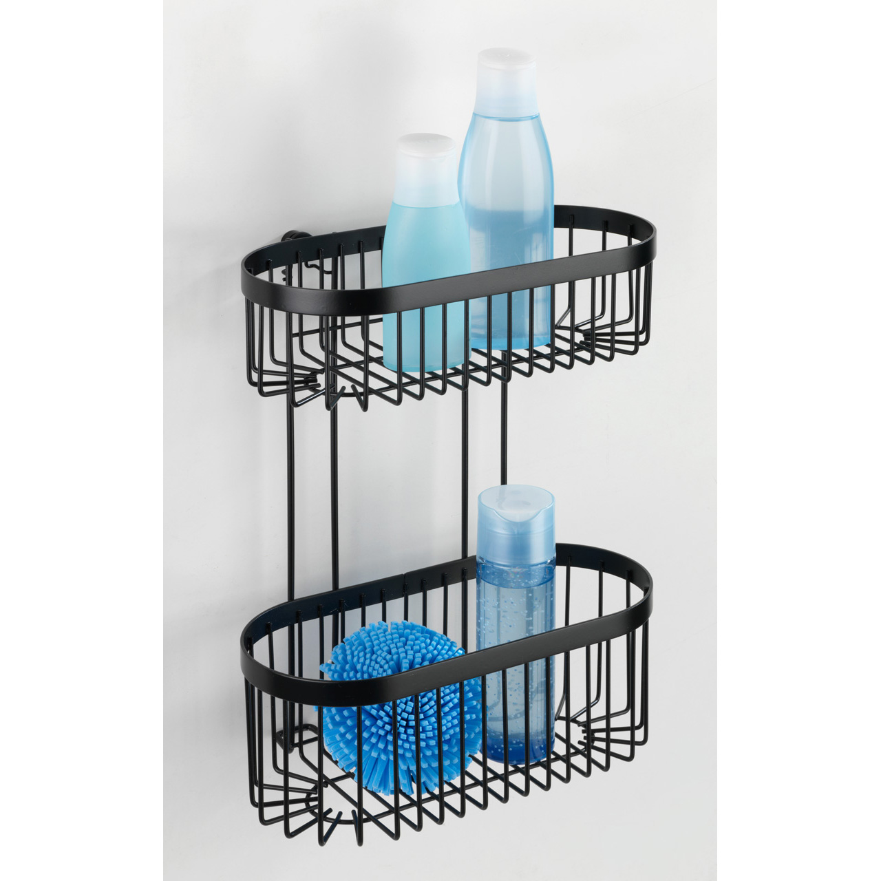 490932-Wandregal-2-Etagen-Classic-Plus-schwarz_AMBI_01 WENKO CLASSIC PLUS WANDREGAL 2 ETAGEN SCHWARZ