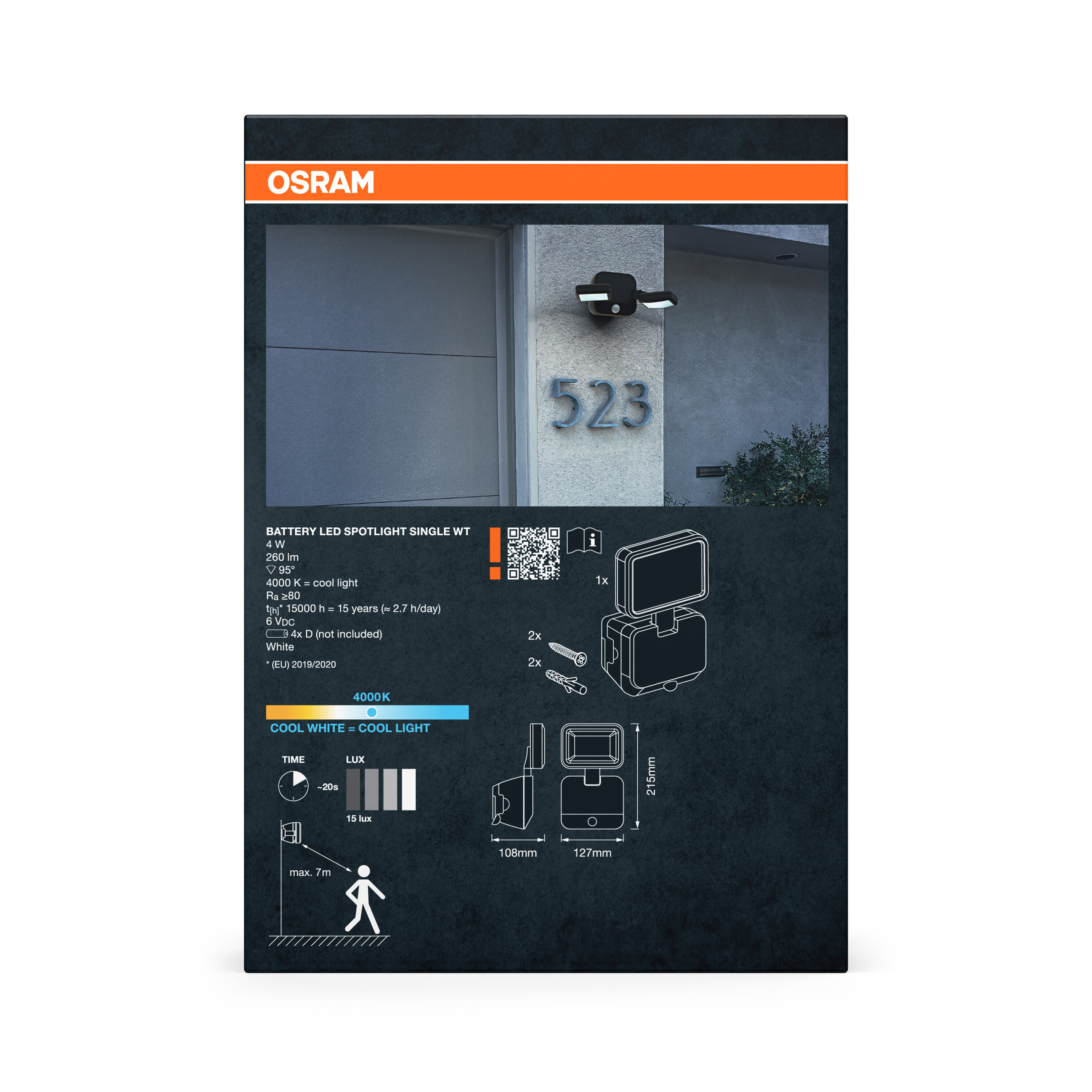 Osram LED Außenleuchte Battery Single, 4W, neutralweiß