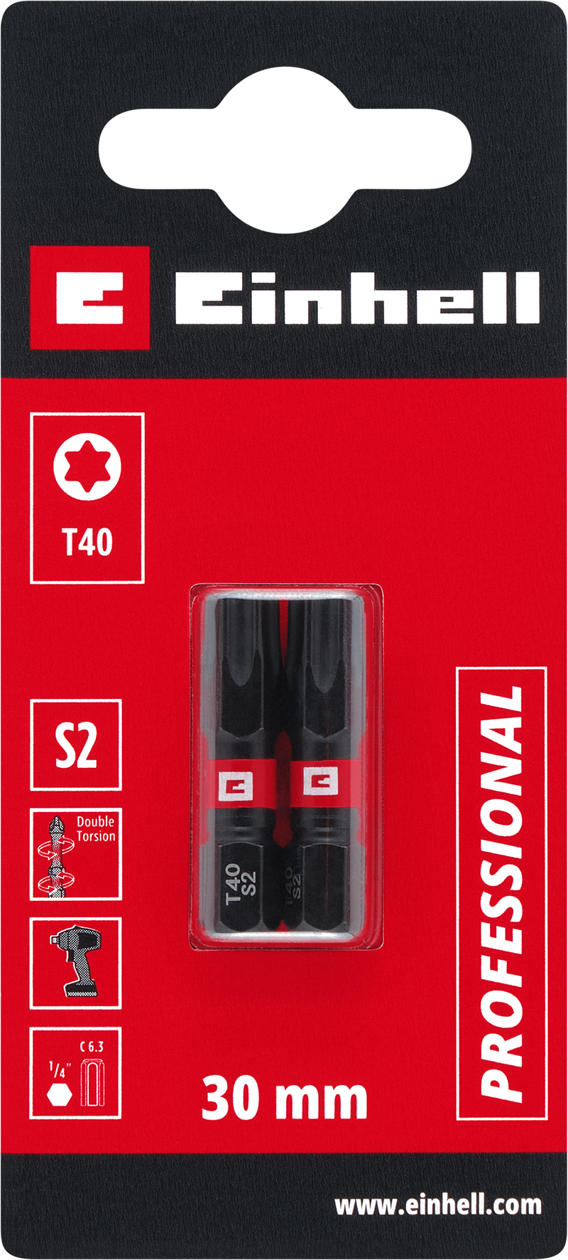 Einhell Impact-Bits mit Doppel-Torsion, 30 mm, T40