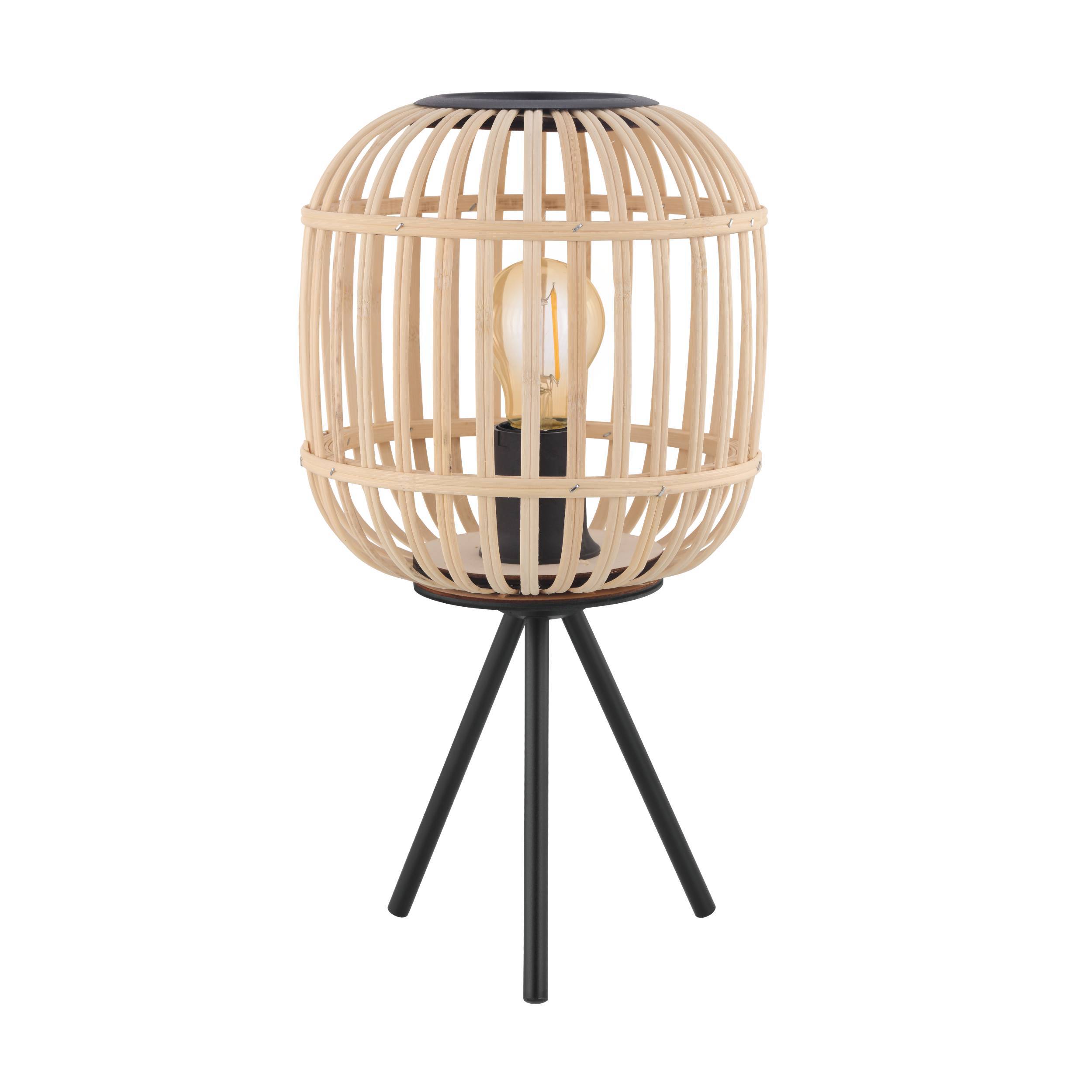 791137-1 Eglo Tischleuchte 1XE27 schwarz/holz BORDESLEY