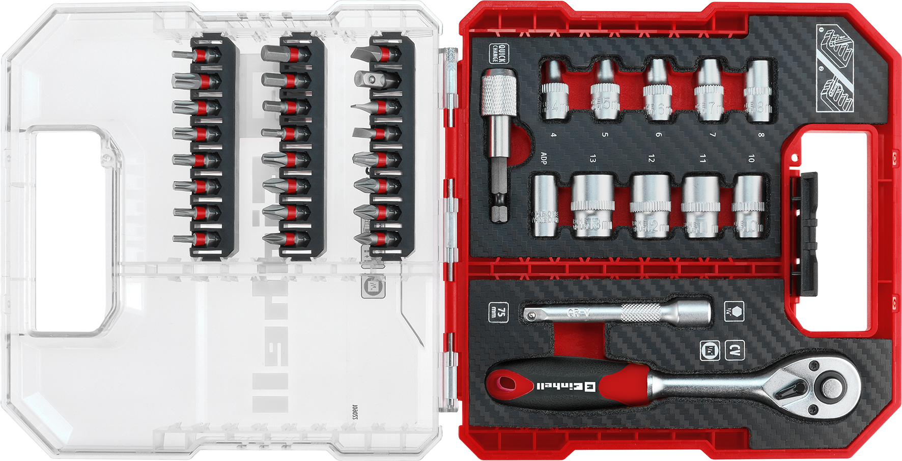 Einhell Bit- und Ratschen-Set, L-CASE, 37-tlg.