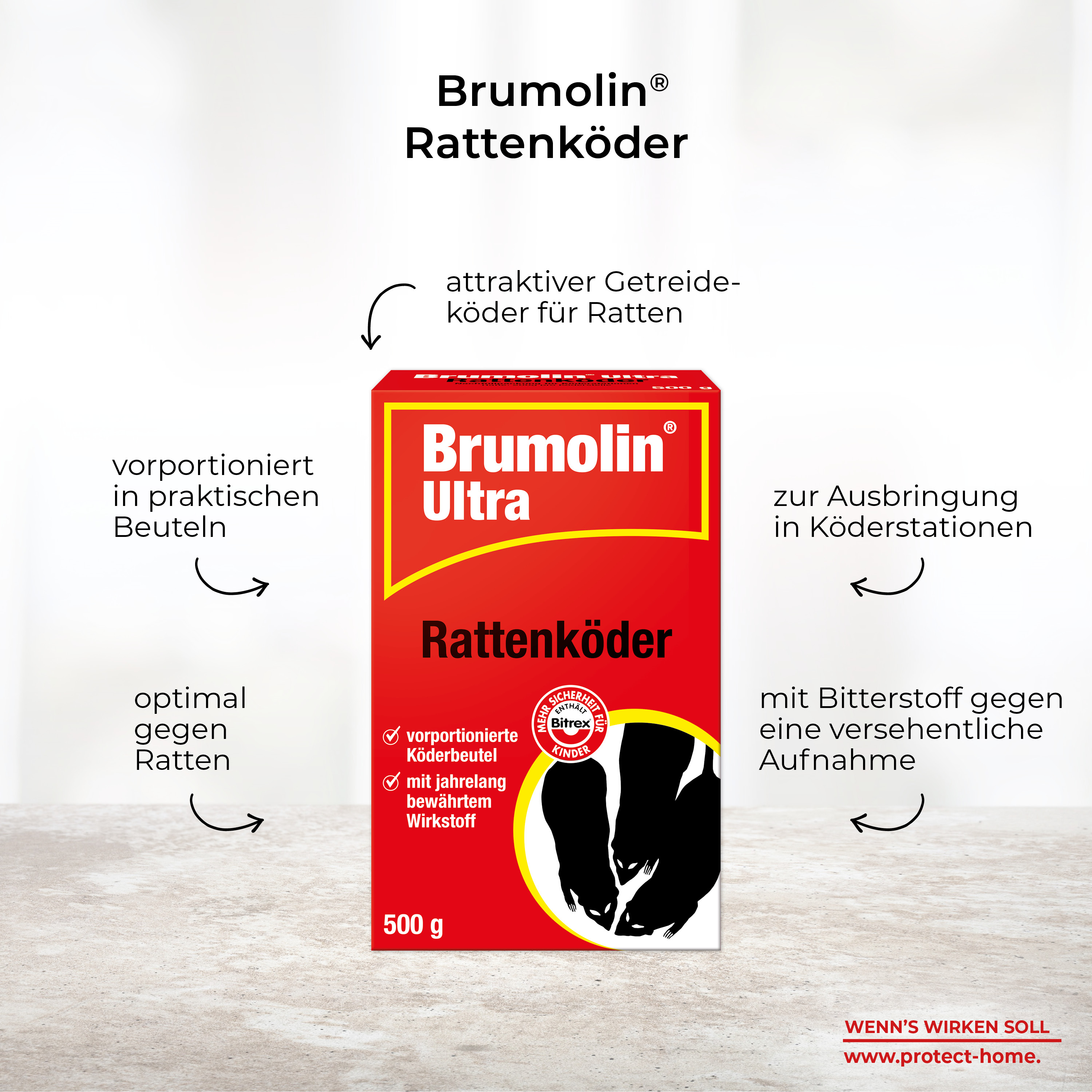 Protect Home Brumolin Ultra Rattenköder, 500 g