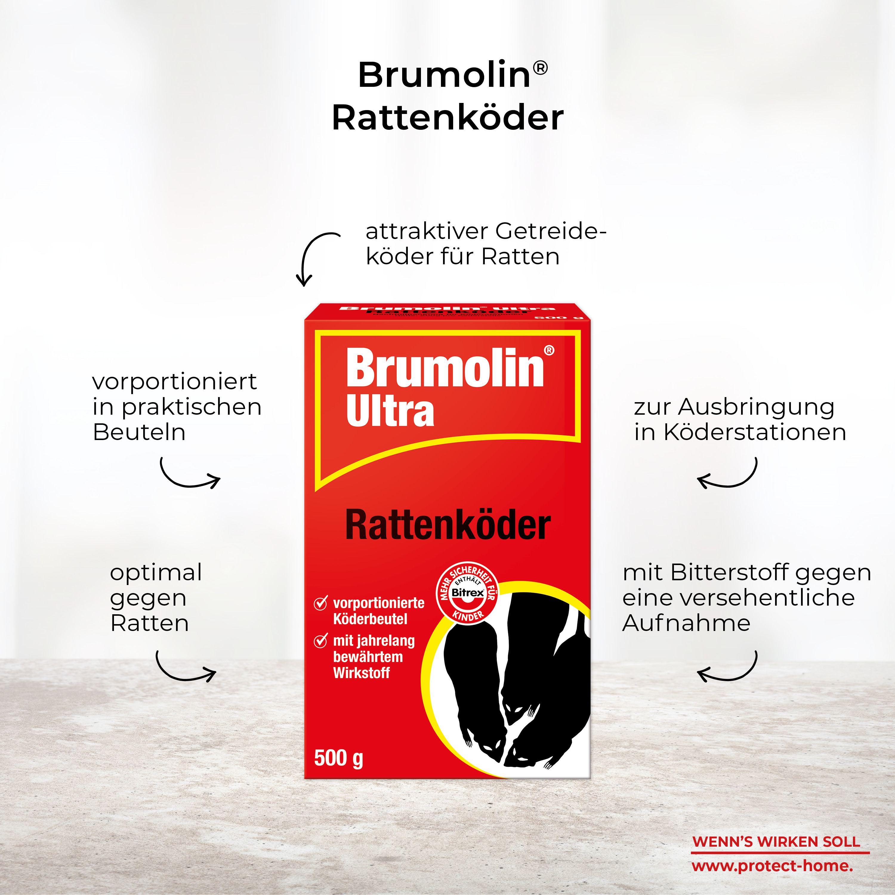 419820-1 Protect Home Brumolin Ultra Rattenköder, 500 g