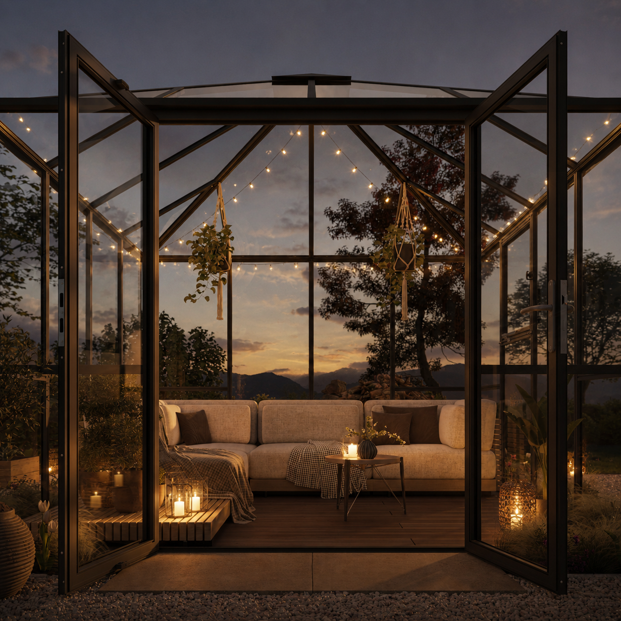 KGT GWH-Pavillon "PaviLux", 3 x 3 m, anthrazit-grau, ESG + HKP