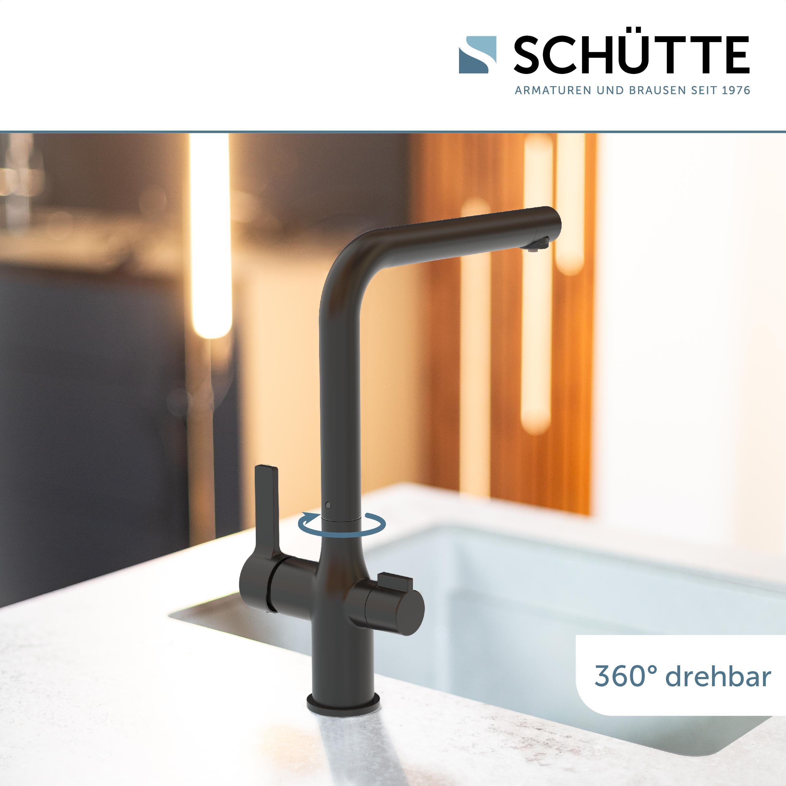 Schütte Trinkwasser-Spültischarmatur AQUASTAR PRO, Schwarz matt, mit Filtersystem