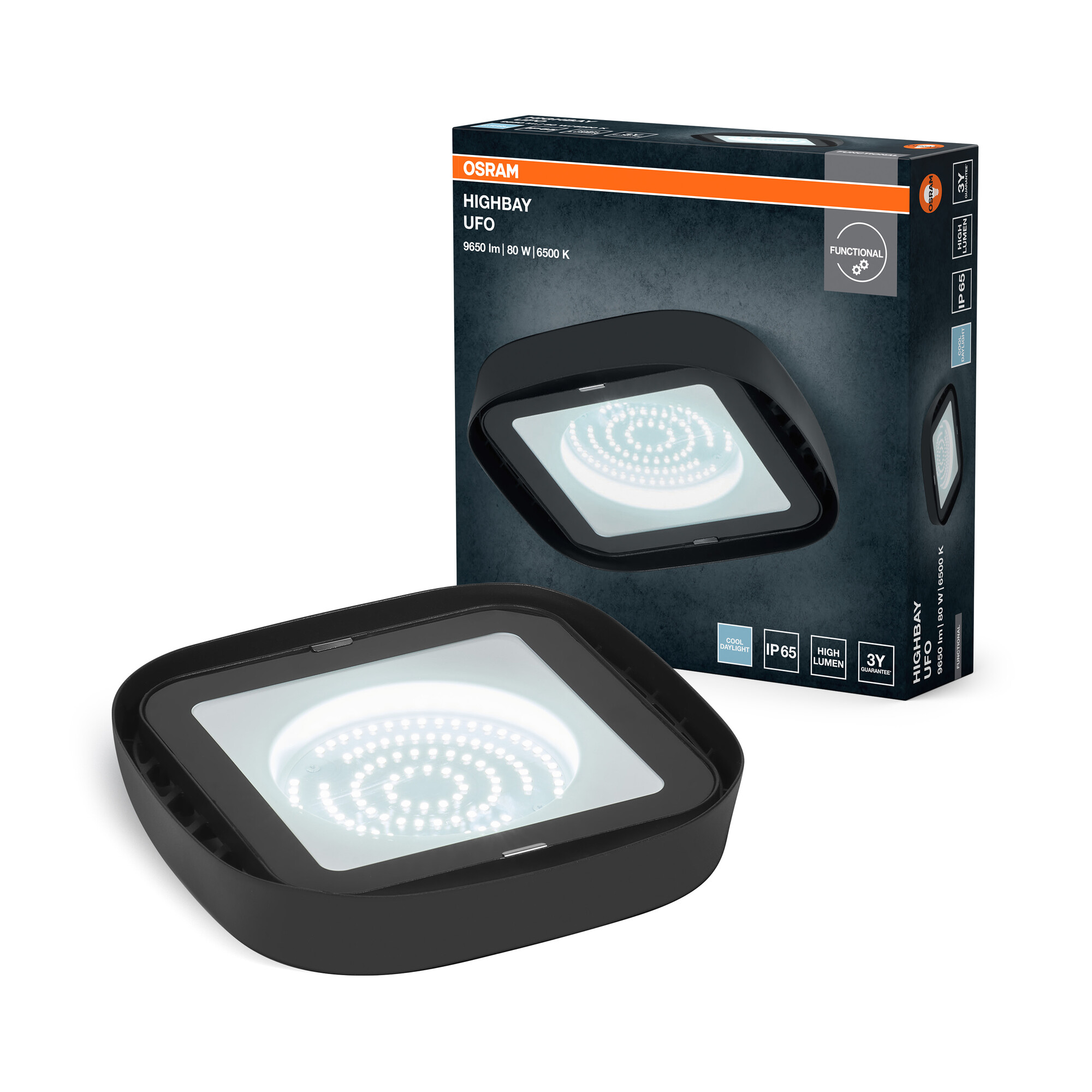 Osram Highbay Ufo Deckenleuchte, 80W, IP65, schwarz