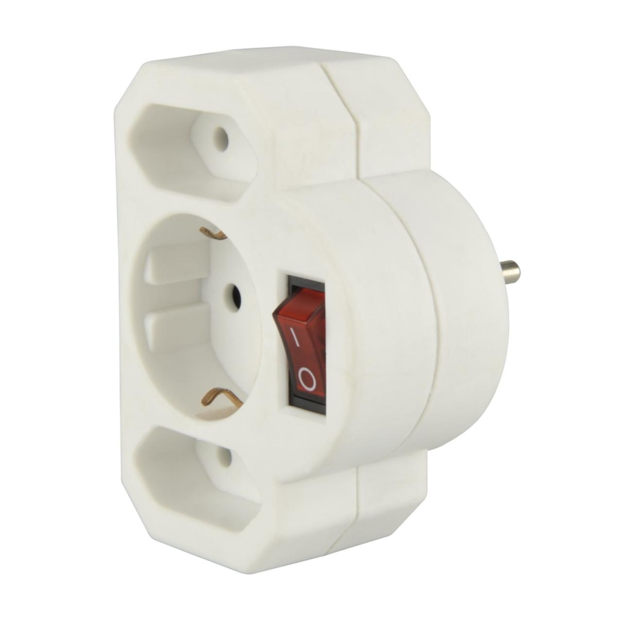 109721 ZWISCHENSTECKER 1XSCHUKO 2XEURO MIT SCHALTER