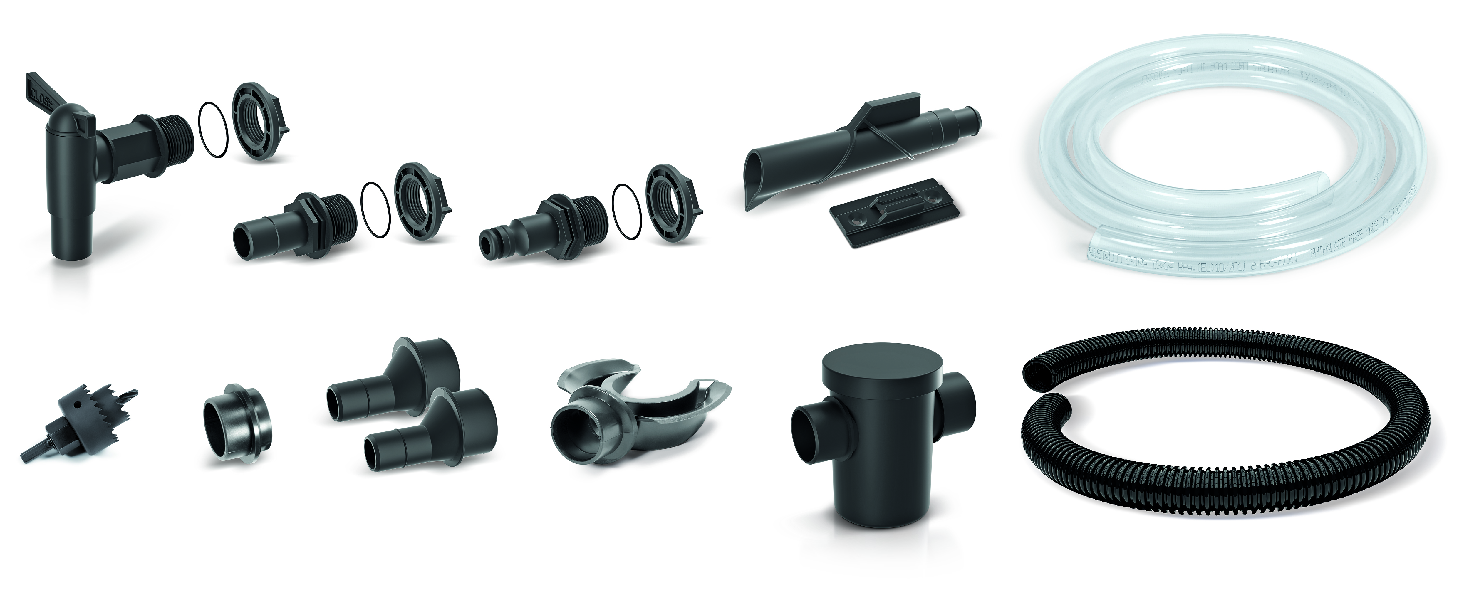 Prosperplast Regenwassertank Anschlussset Ican Set, grau