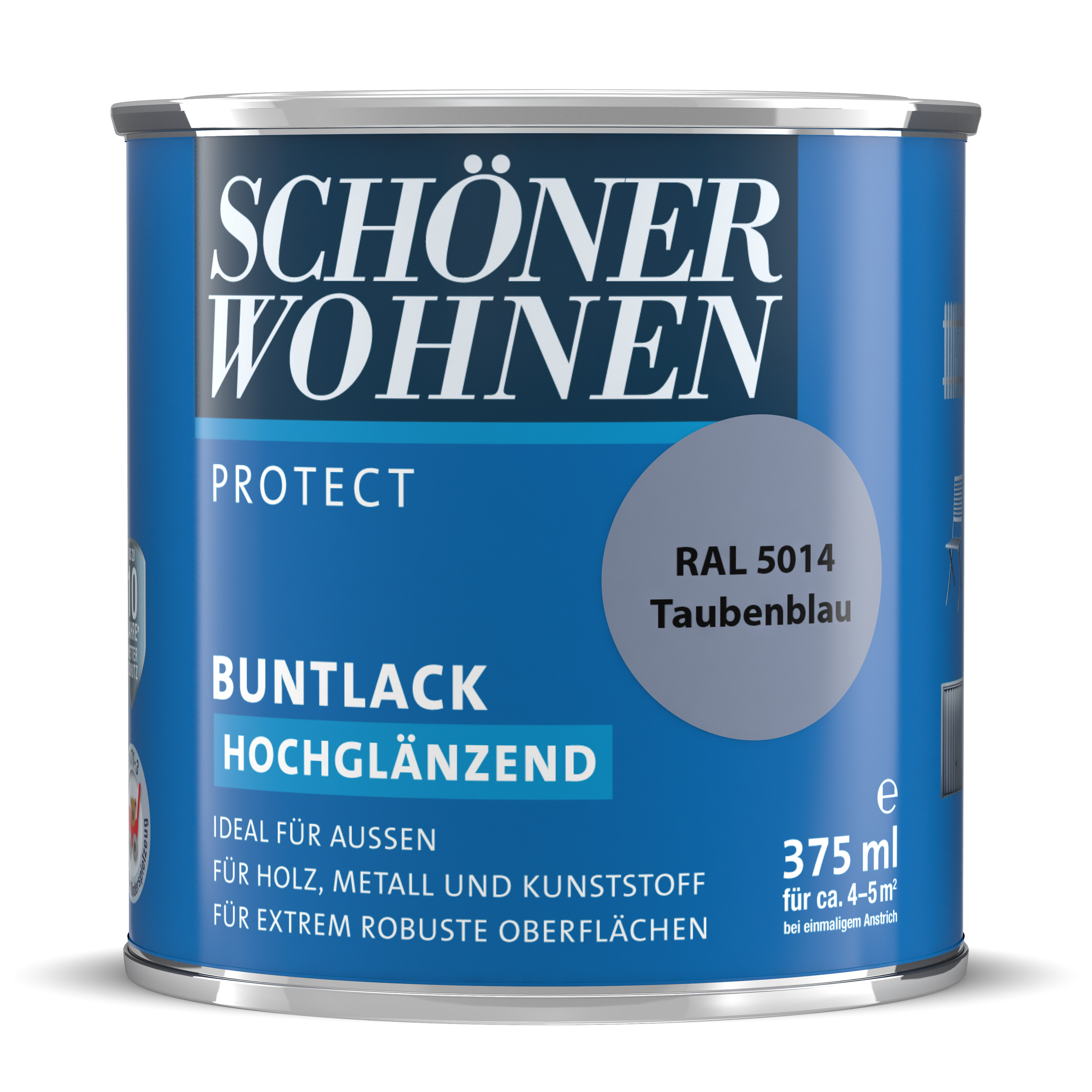 Schöner Wohnen Protect Buntlack, hochglänzend, taubenblau