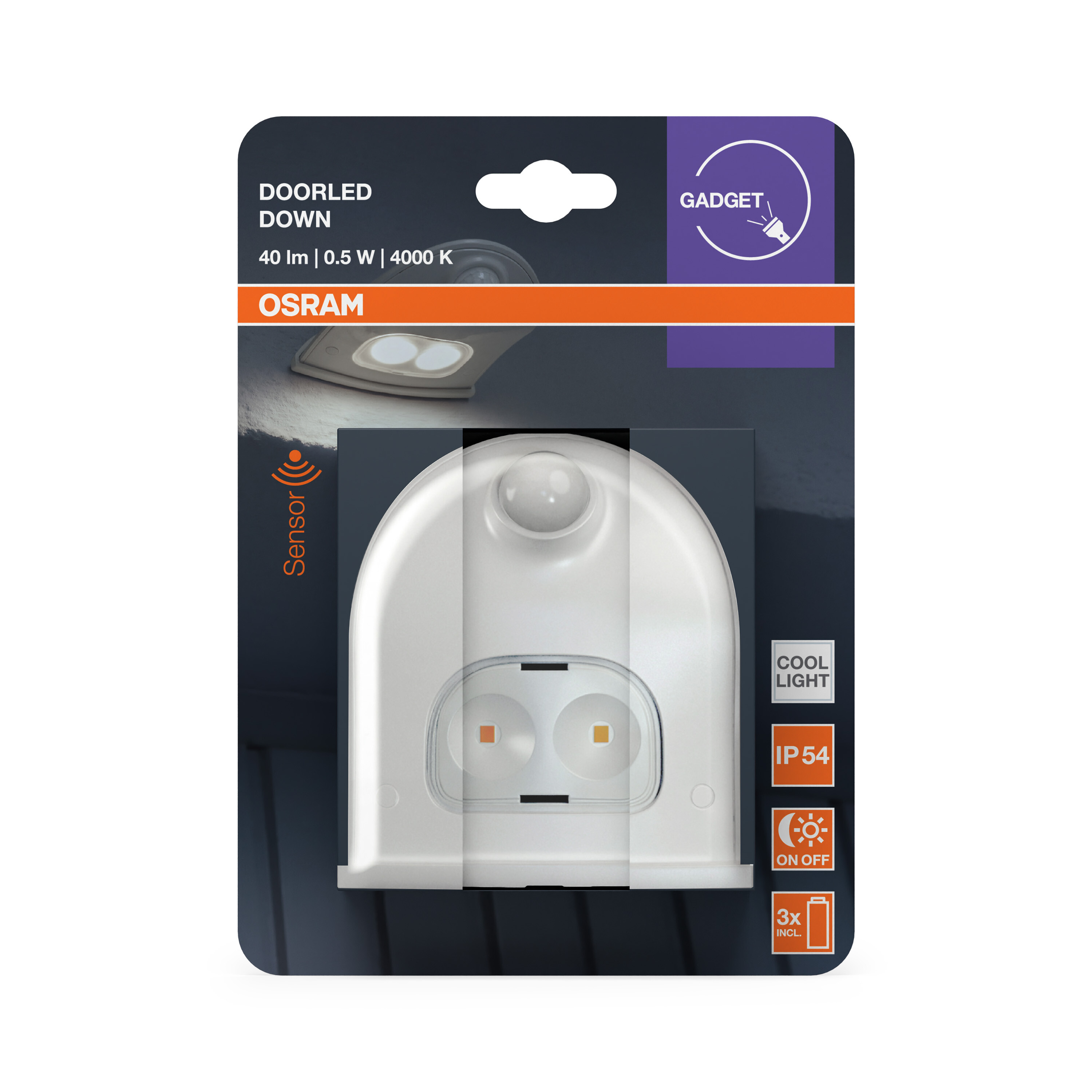 Osram Außenleuchte "DoorLED Down" mit Sensor, 4000K, weiß