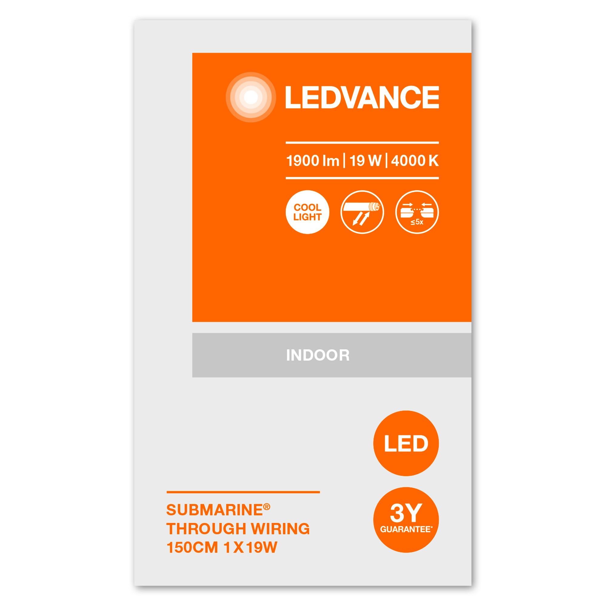 LEDVANCE Feuchtraumleuchte Submarine durchverdrahtet, 150 cm, 19W, 4000K LEDVANCE Feuchtraumleuchte Submarine durchverdrahtet, 150 cm, 19W, 4000K