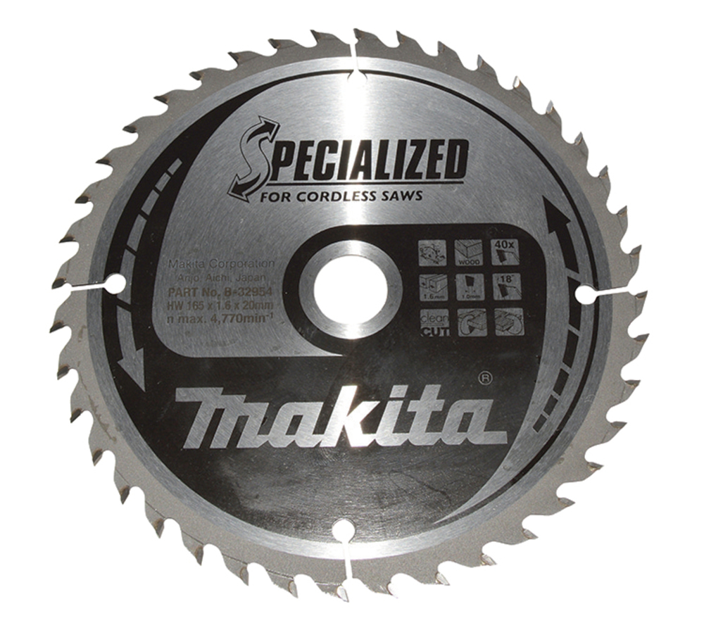 Makita SPECIALIZED Sägeblatt,165x20x40Z Makita SPECIALIZED Sägeblatt,165x20x40Z