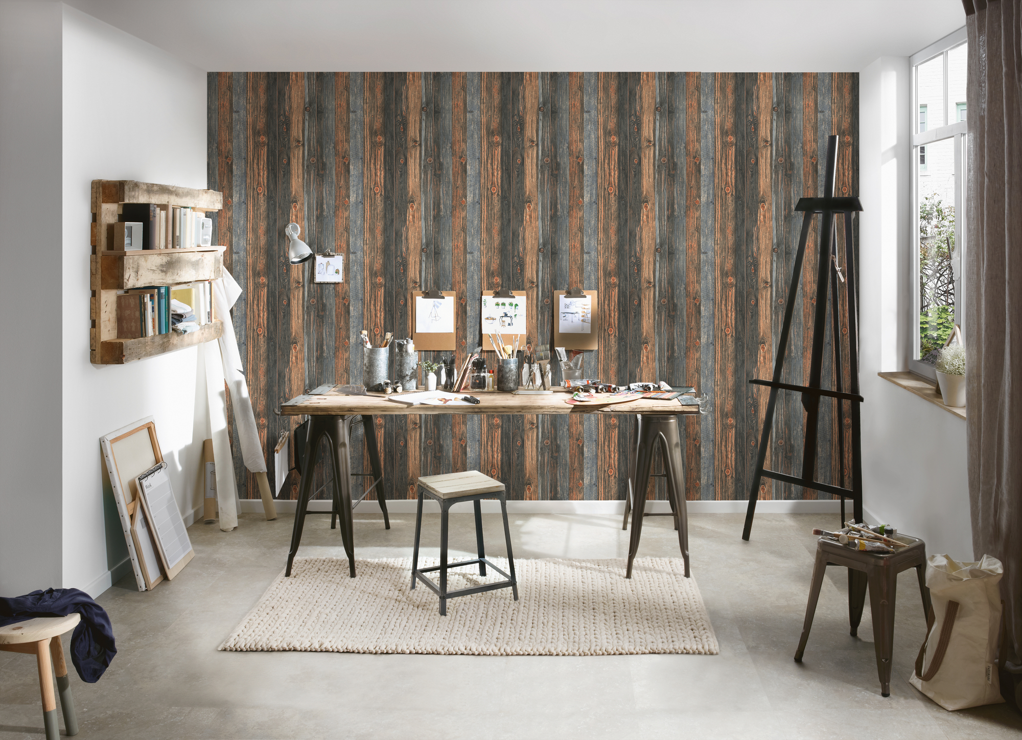 A.S. Création Vliestapete, holzoptik braun blau – rustikale holzpaneel tapete im vintage-stil