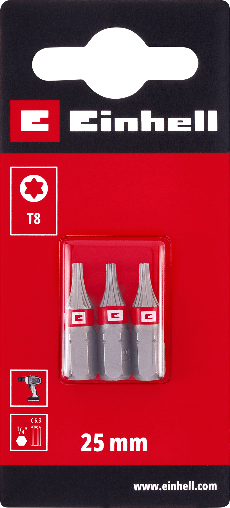 Einhell Standard-Bits, 25 mm, T8