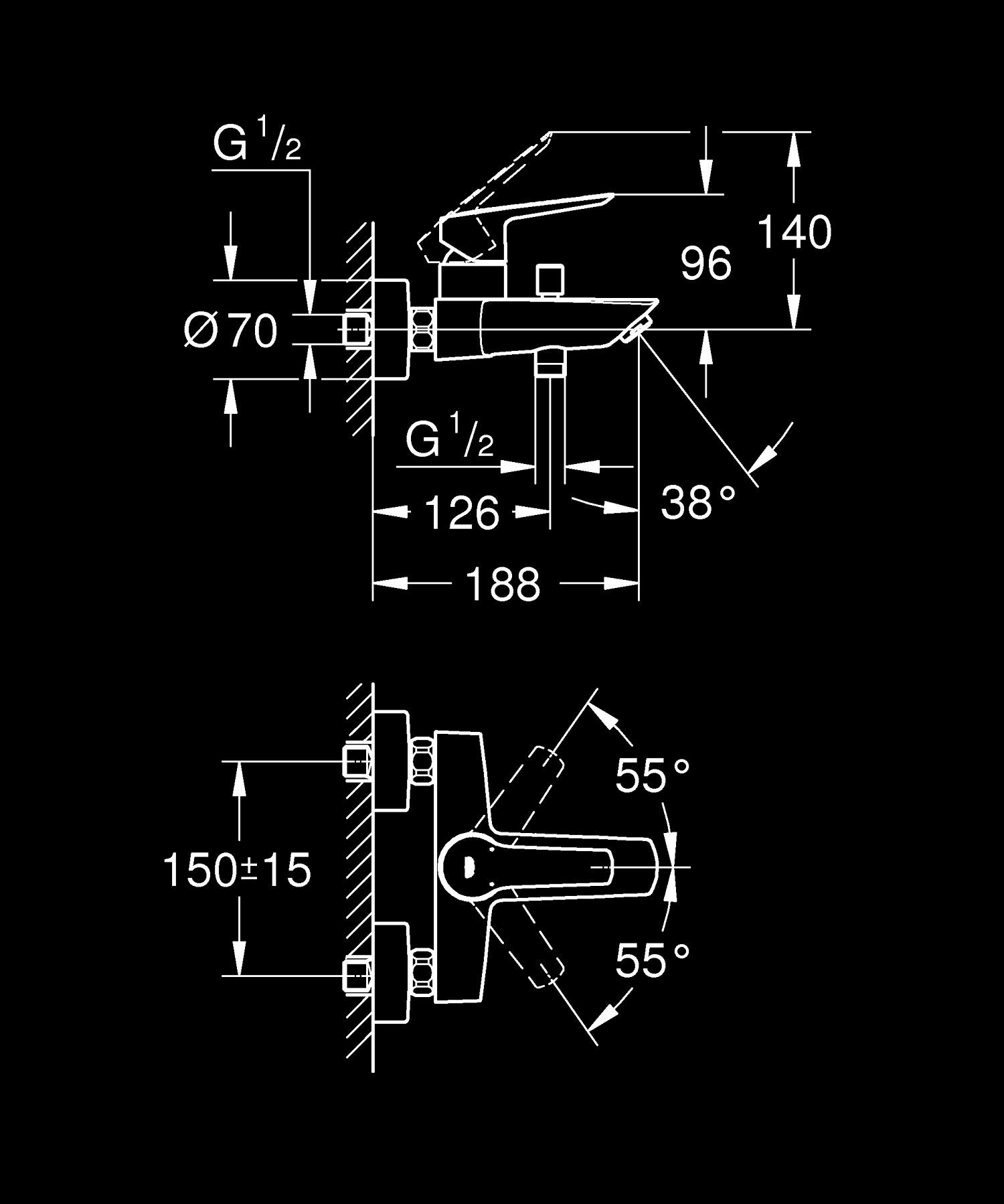 Grohe Start Einhand-Wannenbatterie, 1/2" Grohe Start Einhand-Wannenbatterie, 1/2"