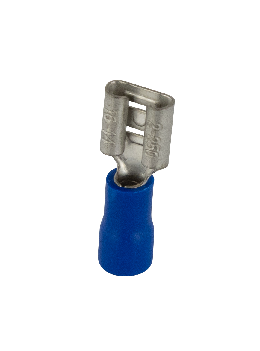 REV Flachsteckhülse 6,3 x 0,8 mm, mit isoliertem Endstück, blau  25 Stück