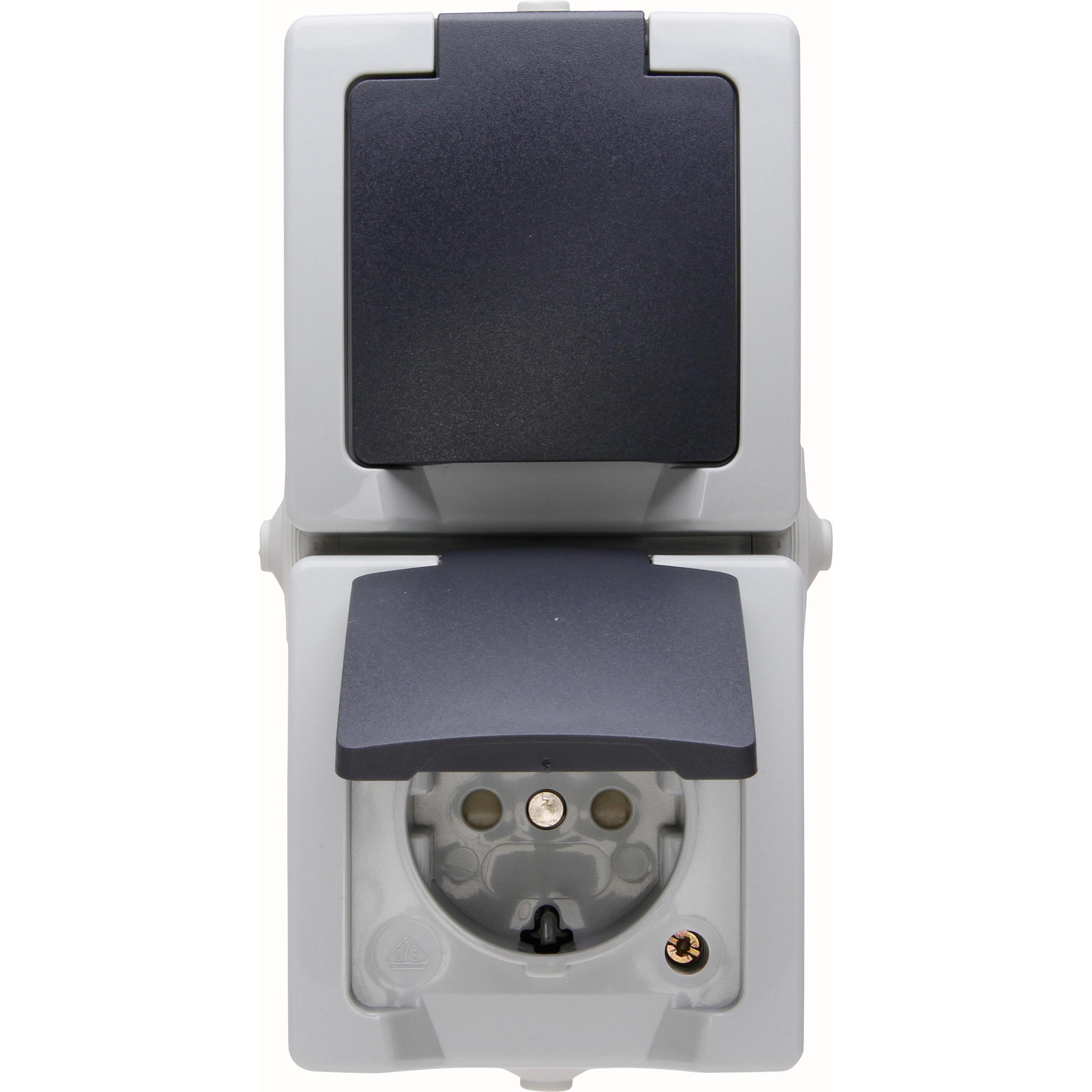 Kopp NAUTIC Schutzkontakt-Steckdose 2-fach, grau Kopp NAUTIC Schutzkontakt-Steckdose 2-fach, grau