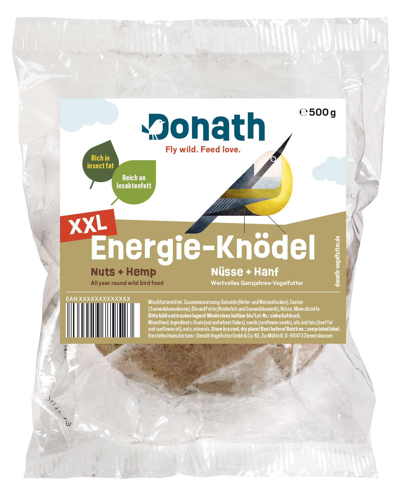 Donath Energie-Knödel XXL -Nüsse&Hanf- Ohne Netz