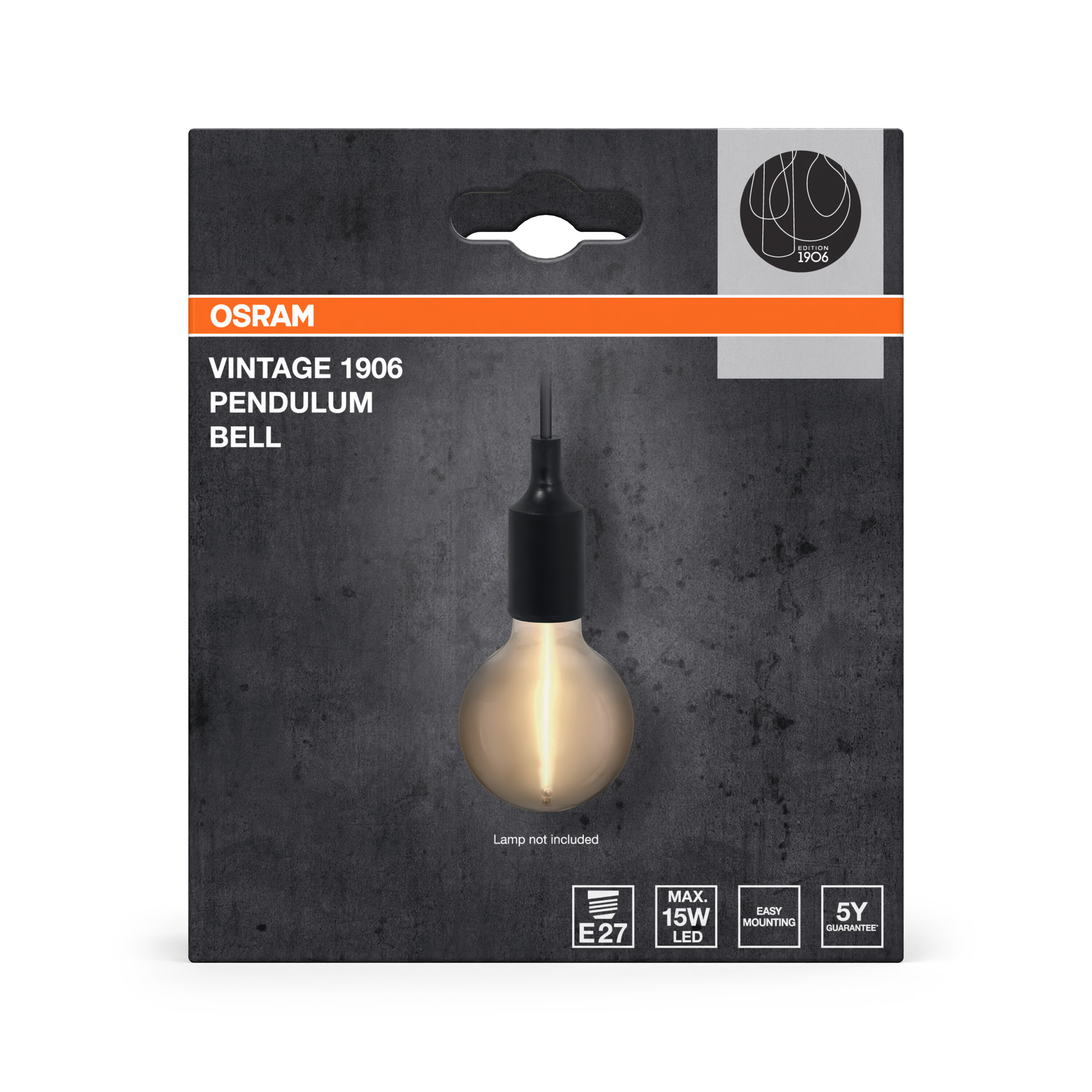 Osram Vintage 1906 Pendelleuchte Bell E27, schwarz